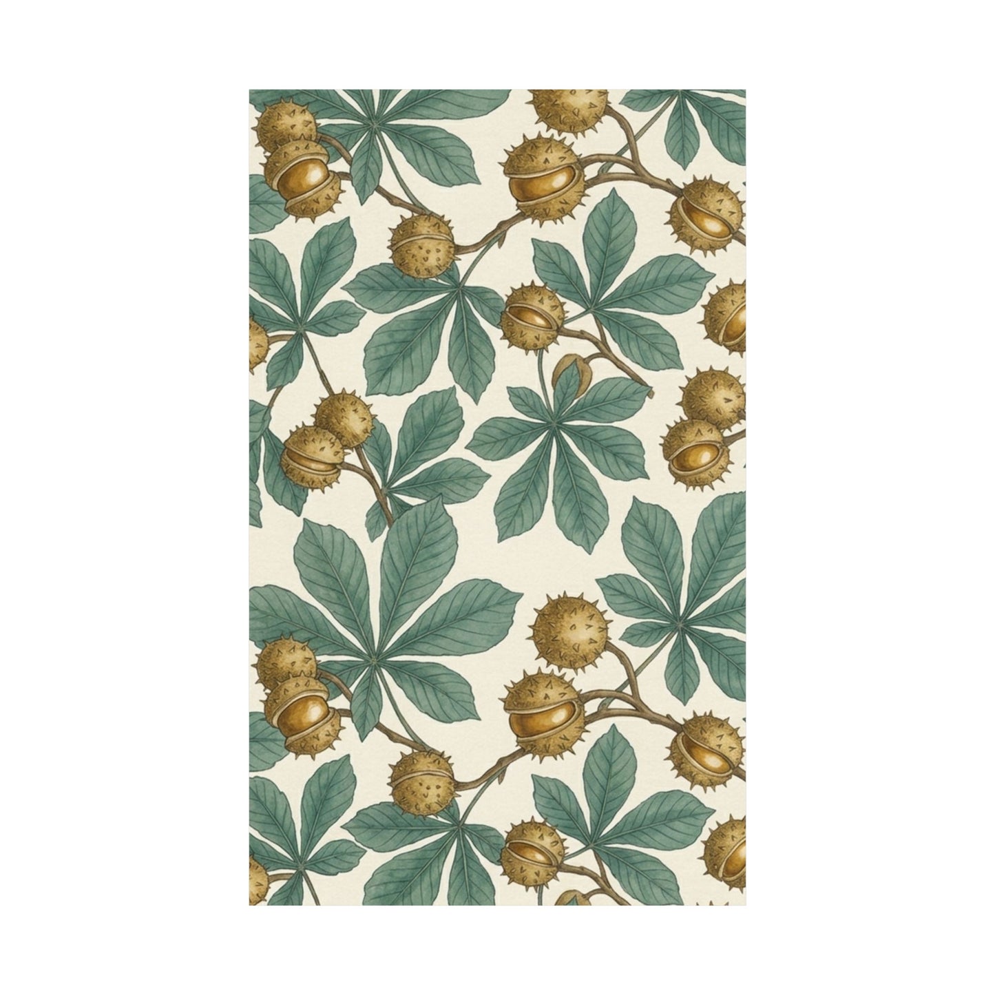 Botanical Conker Watercolor Matte Vertical Poster
