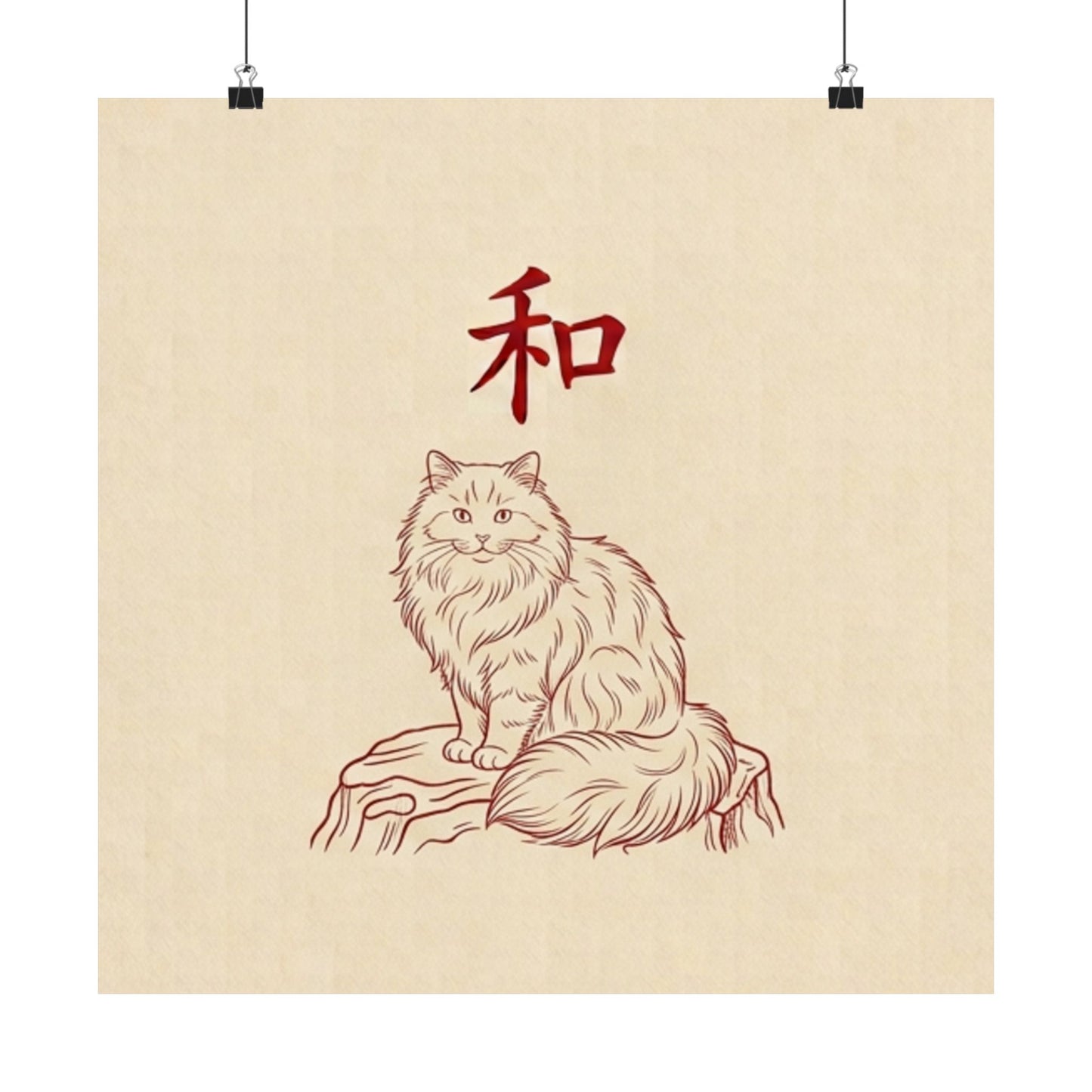 Japanese Peace Cat Meditation Matte Poster