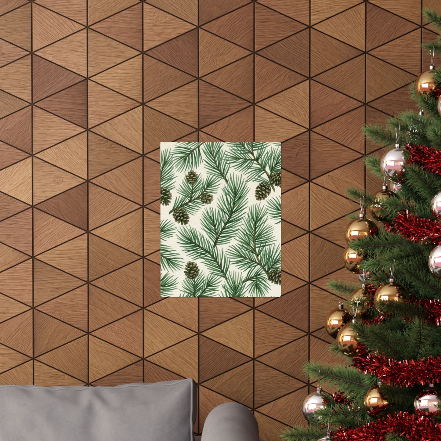 Botanical Pine Frongs Watercolor Matte Vertical Poster