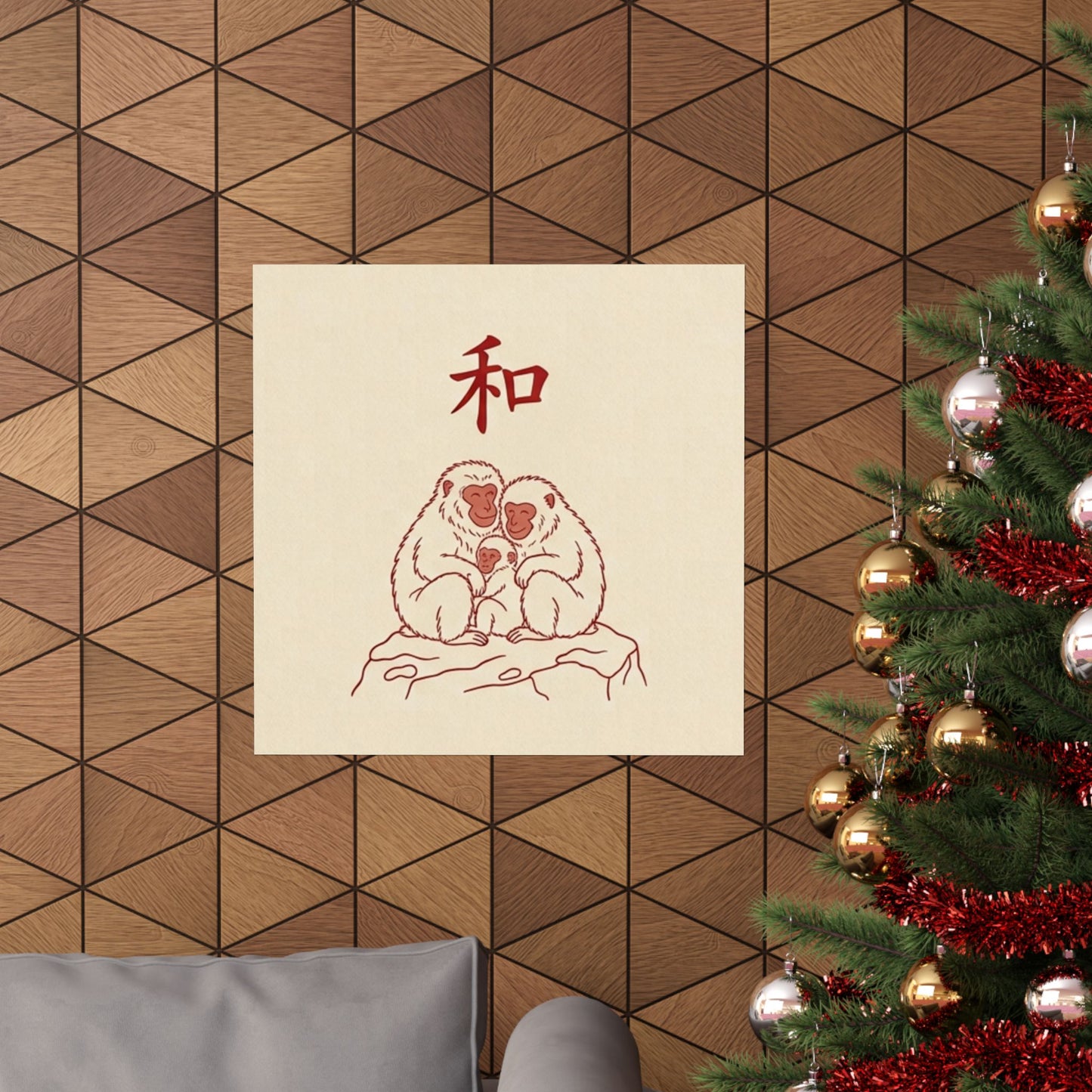 Japanese Peace Macaques Family Meditation Matte Poster