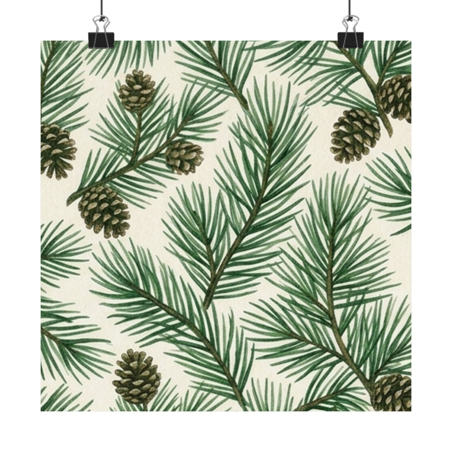 Botanical Pine Frongs Watercolor Matte Vertical Poster