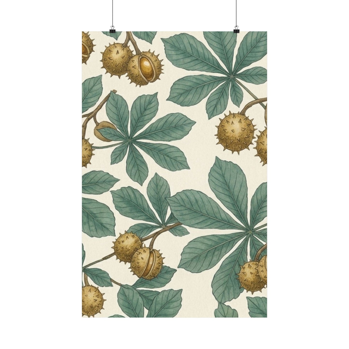 Botanical Conker Watercolor Matte Vertical Poster