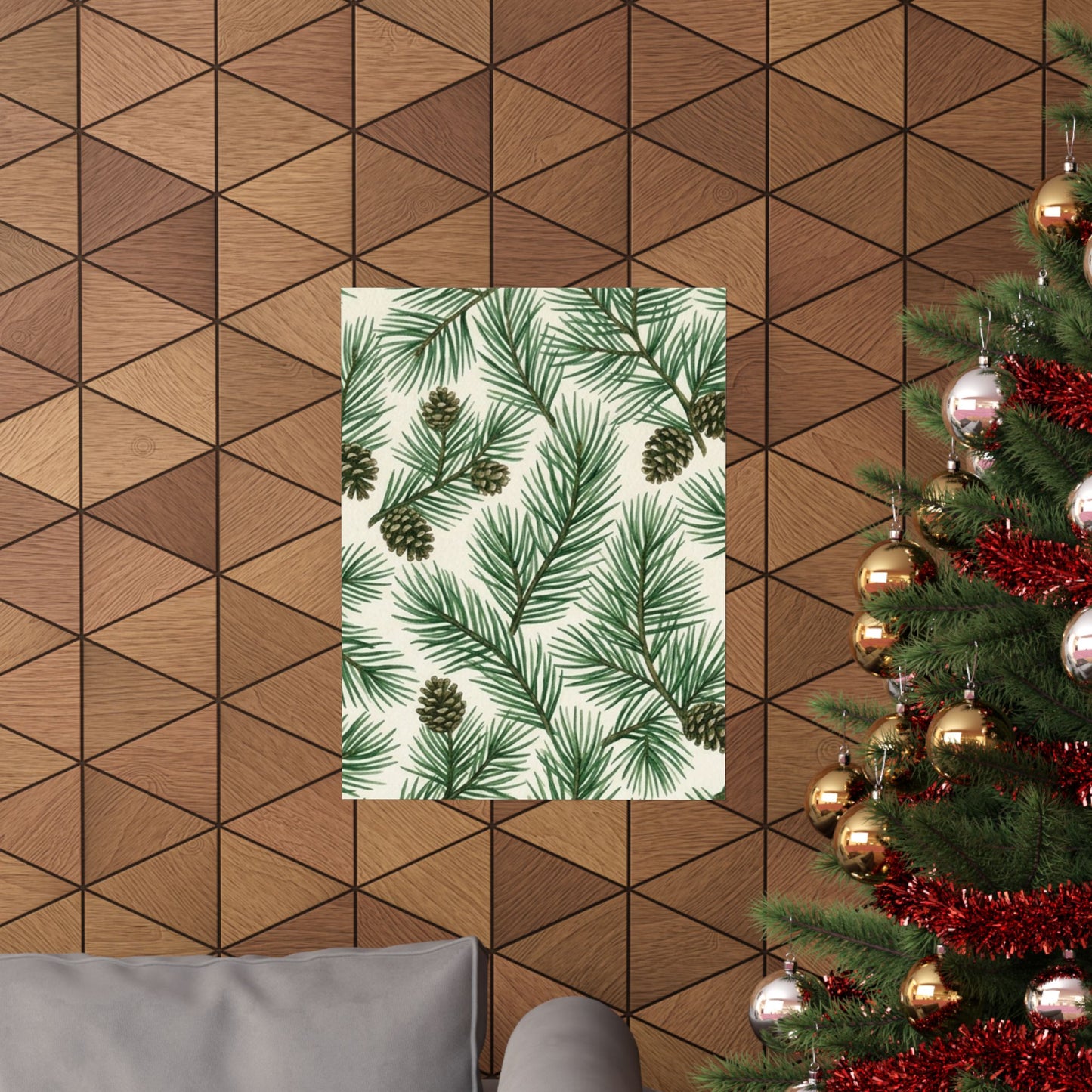 Botanical Pine Frongs Watercolor Matte Vertical Poster