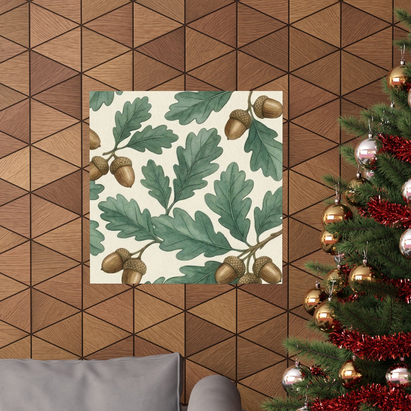 Botanical Oak & Acorns Watercolor Matte Vertical Poster
