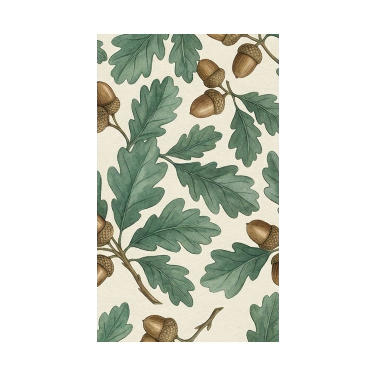 Botanical Oak & Acorns Watercolor Matte Vertical Poster