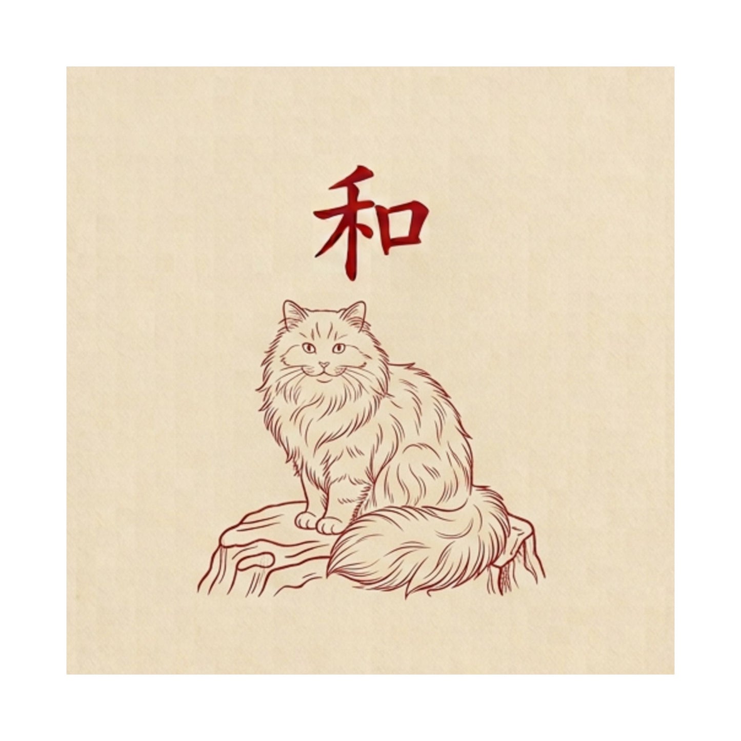 Japanese Peace Cat Meditation Matte Poster