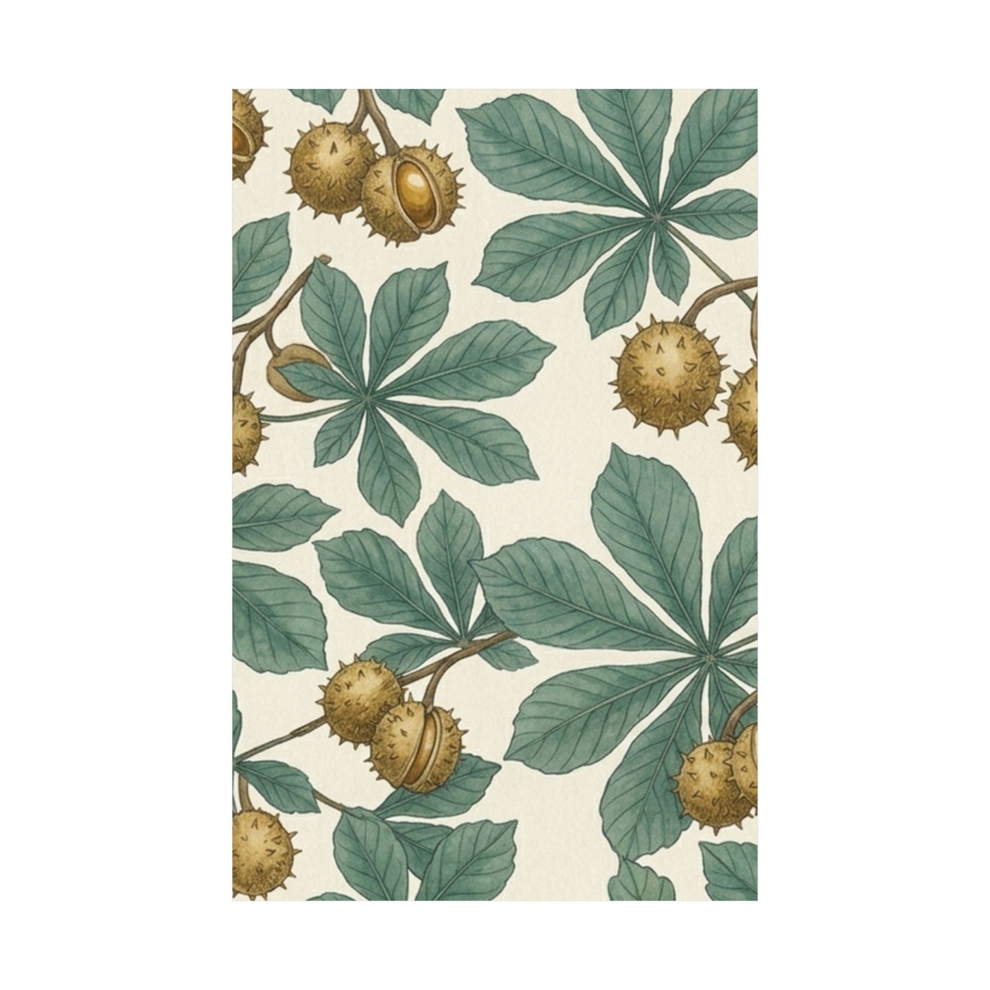 Botanical Conker Watercolor Matte Vertical Poster