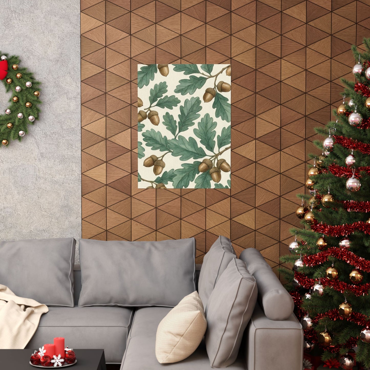 Botanical Oak & Acorns Watercolor Matte Vertical Poster