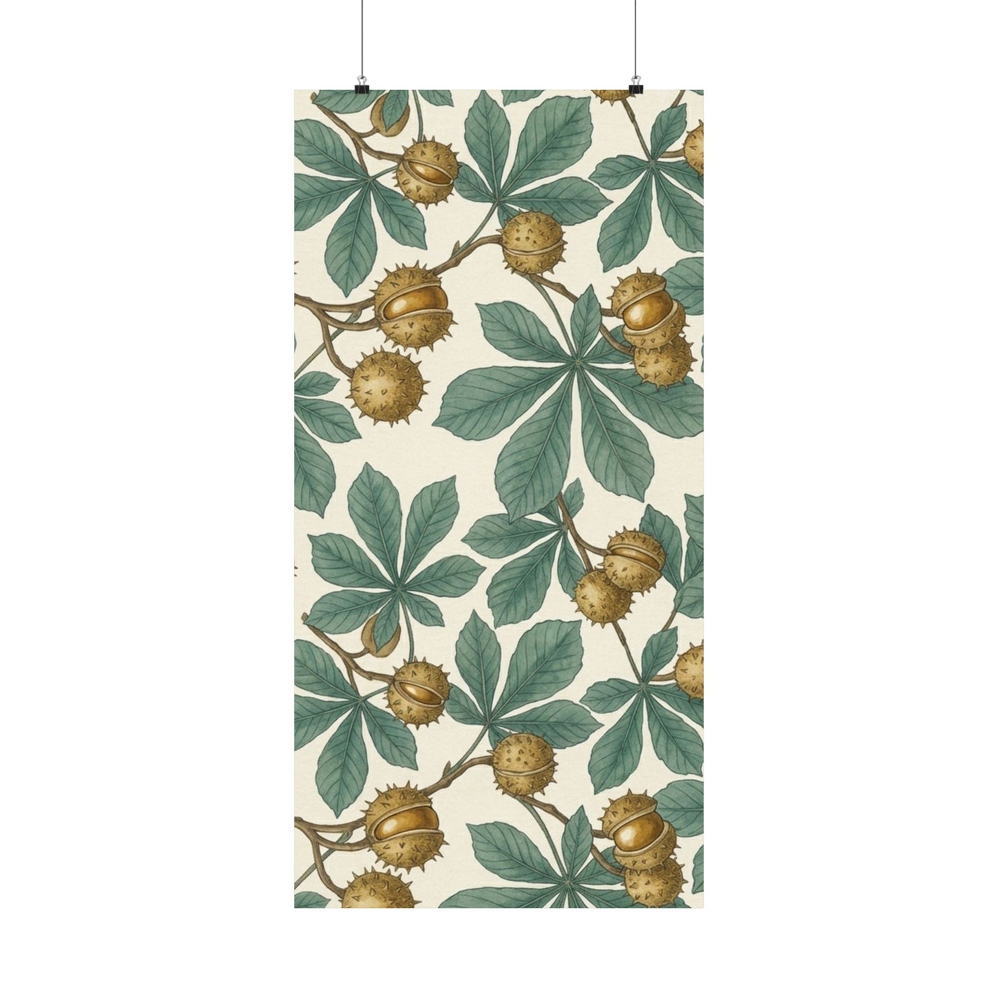 Botanical Conker Watercolor Matte Vertical Poster