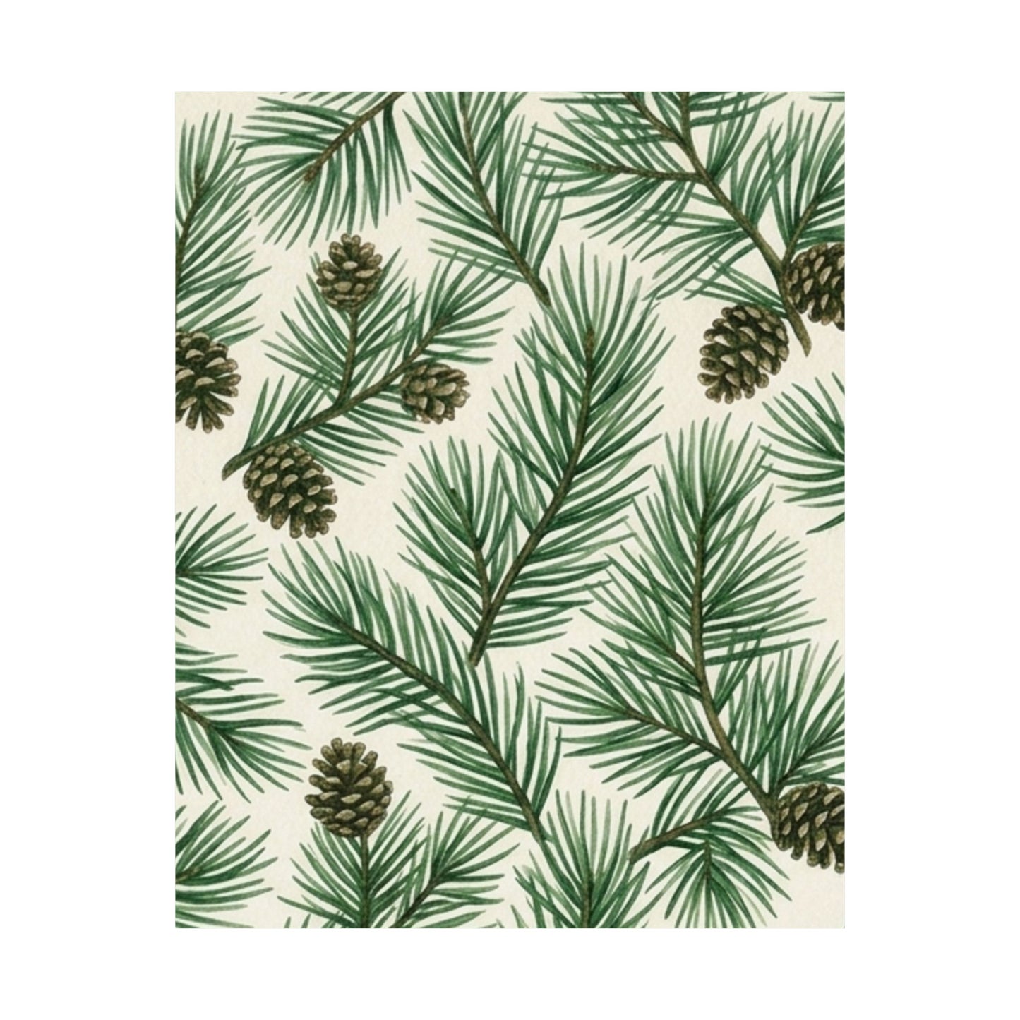 Botanical Pine Frongs Watercolor Matte Vertical Poster