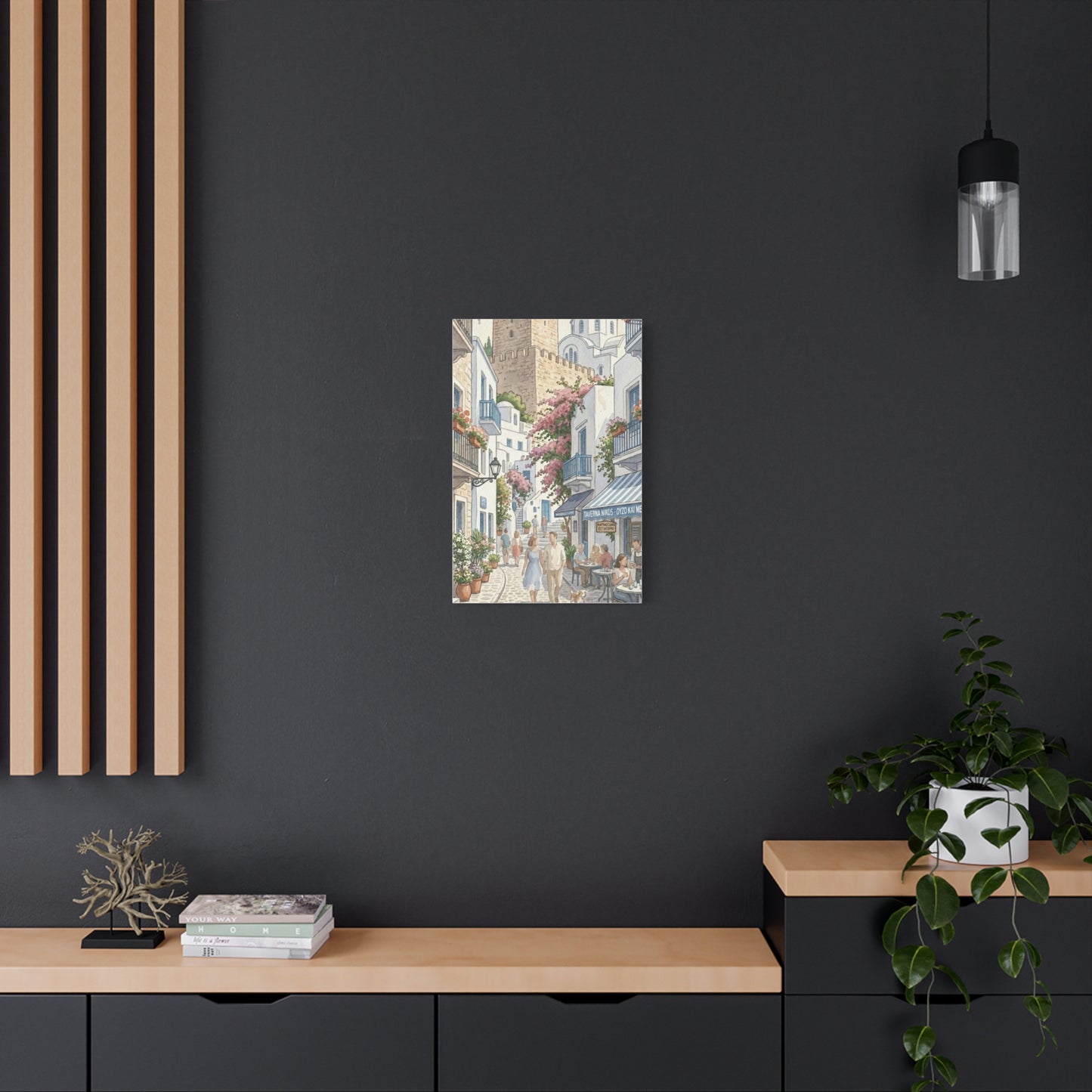 Greek Village Street | Athens, Mykonos, Santorini Greece Canvas Print
