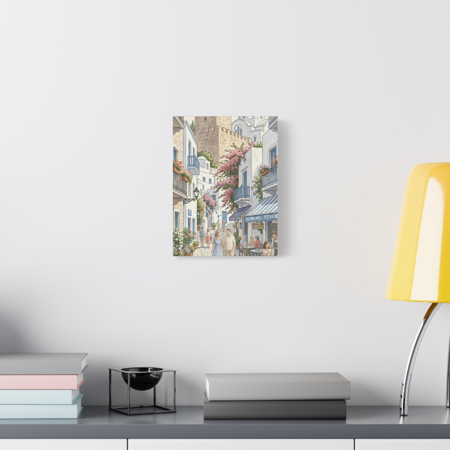 Greek Village Street | Athens, Mykonos, Santorini Greece Canvas Print