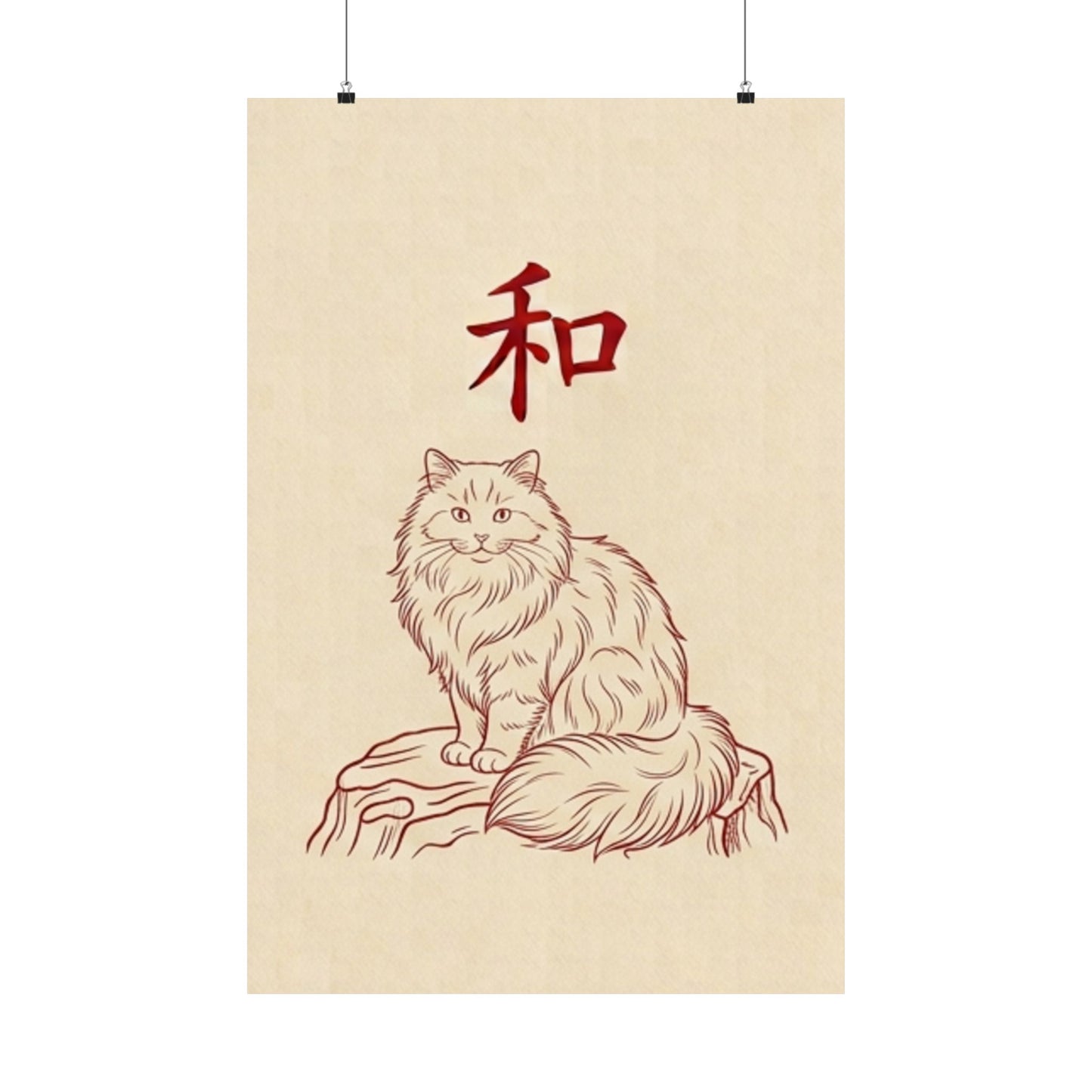 Japanese Peace Cat Meditation Matte Poster