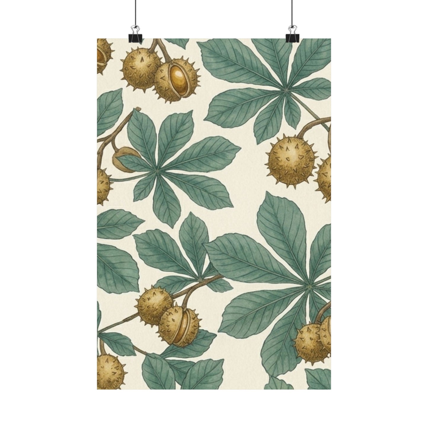 Botanical Conker Watercolor Matte Vertical Poster