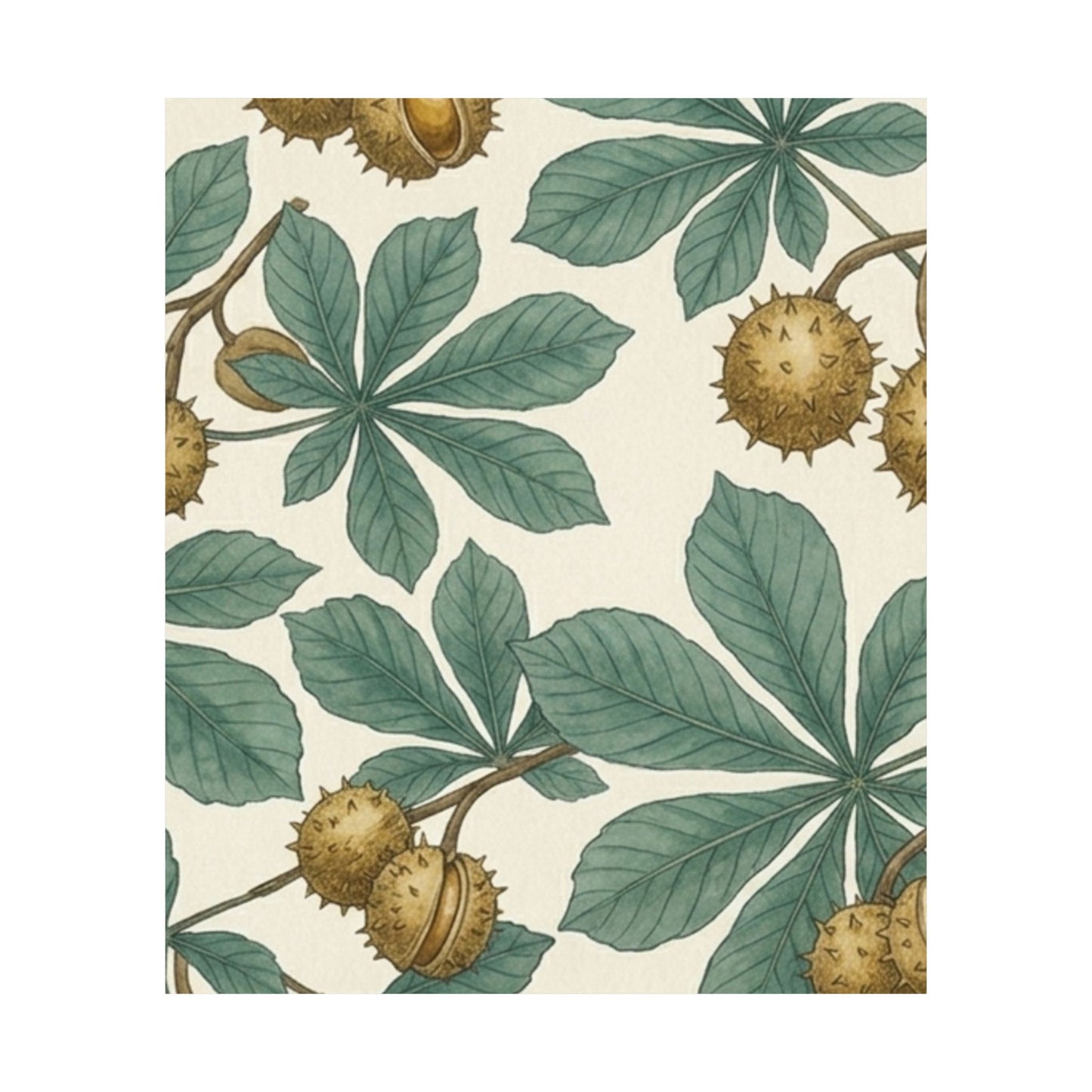 Botanical Conker Watercolor Matte Vertical Poster