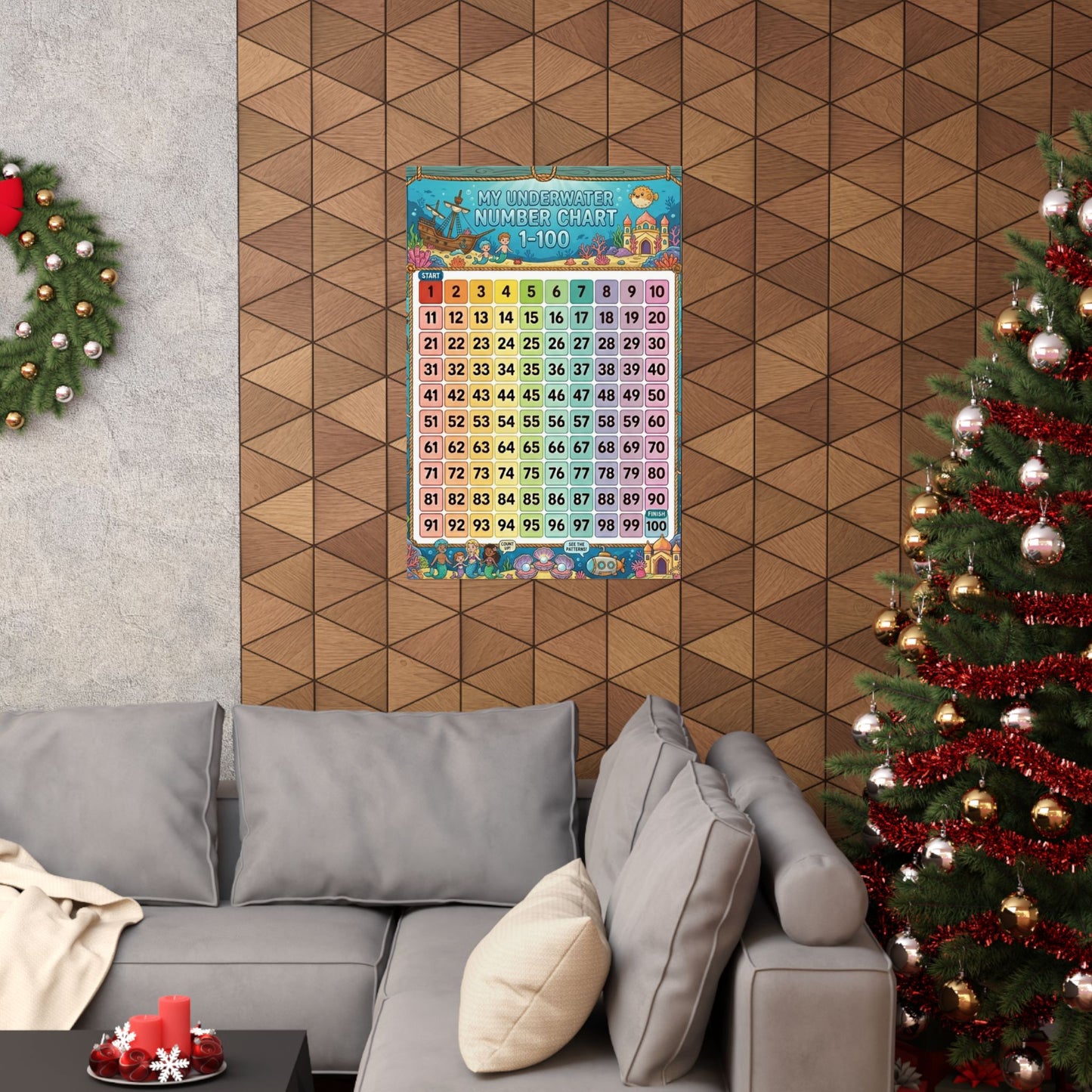 Underwater Mermaid Number Chart Poster 1–100 | Kids Educational Counting Poster
