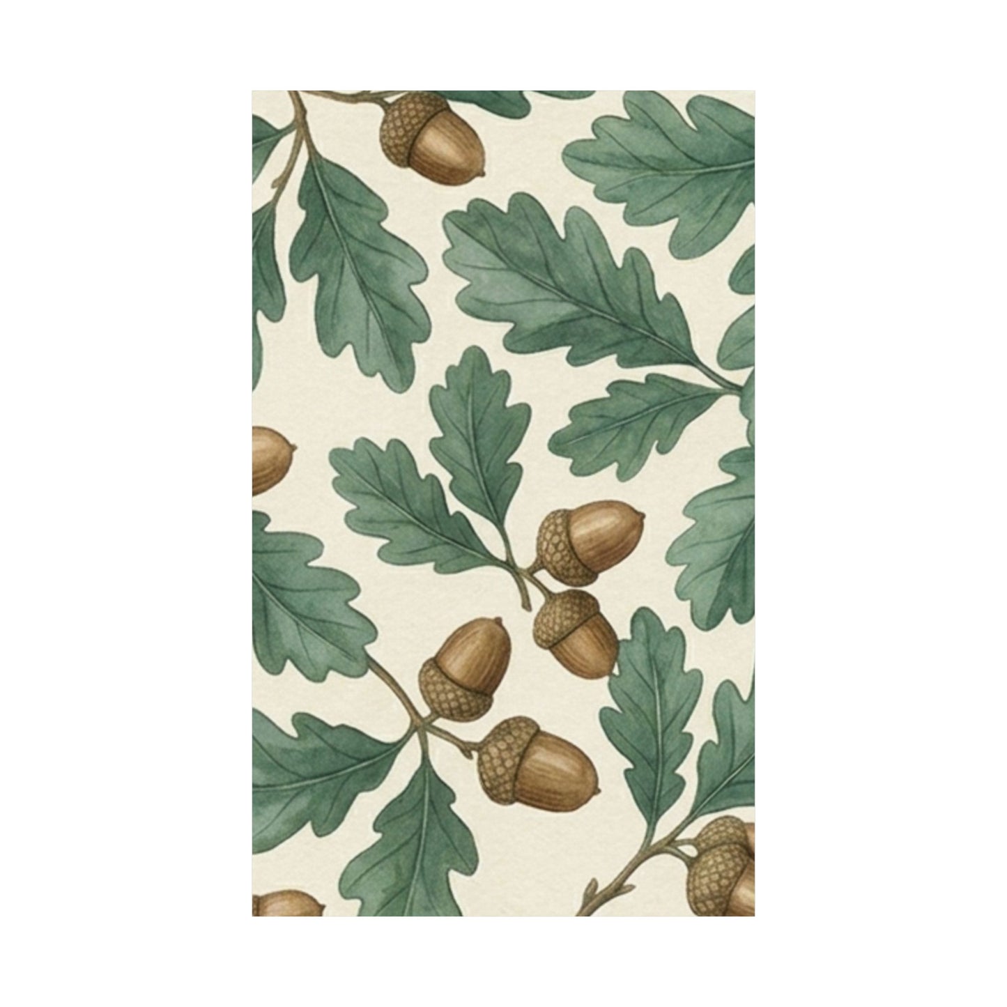 Botanical Oak & Acorns Watercolor Matte Vertical Poster