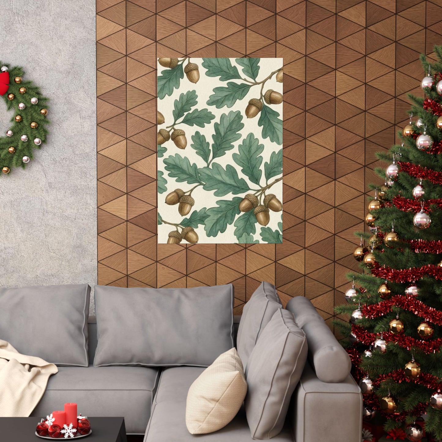 Botanical Oak & Acorns Watercolor Matte Vertical Poster