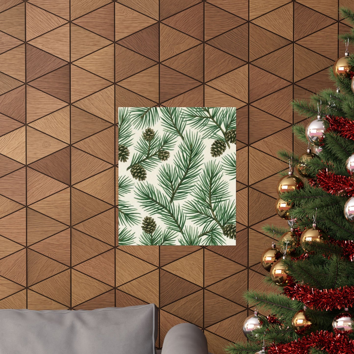 Botanical Pine Frongs Watercolor Matte Vertical Poster
