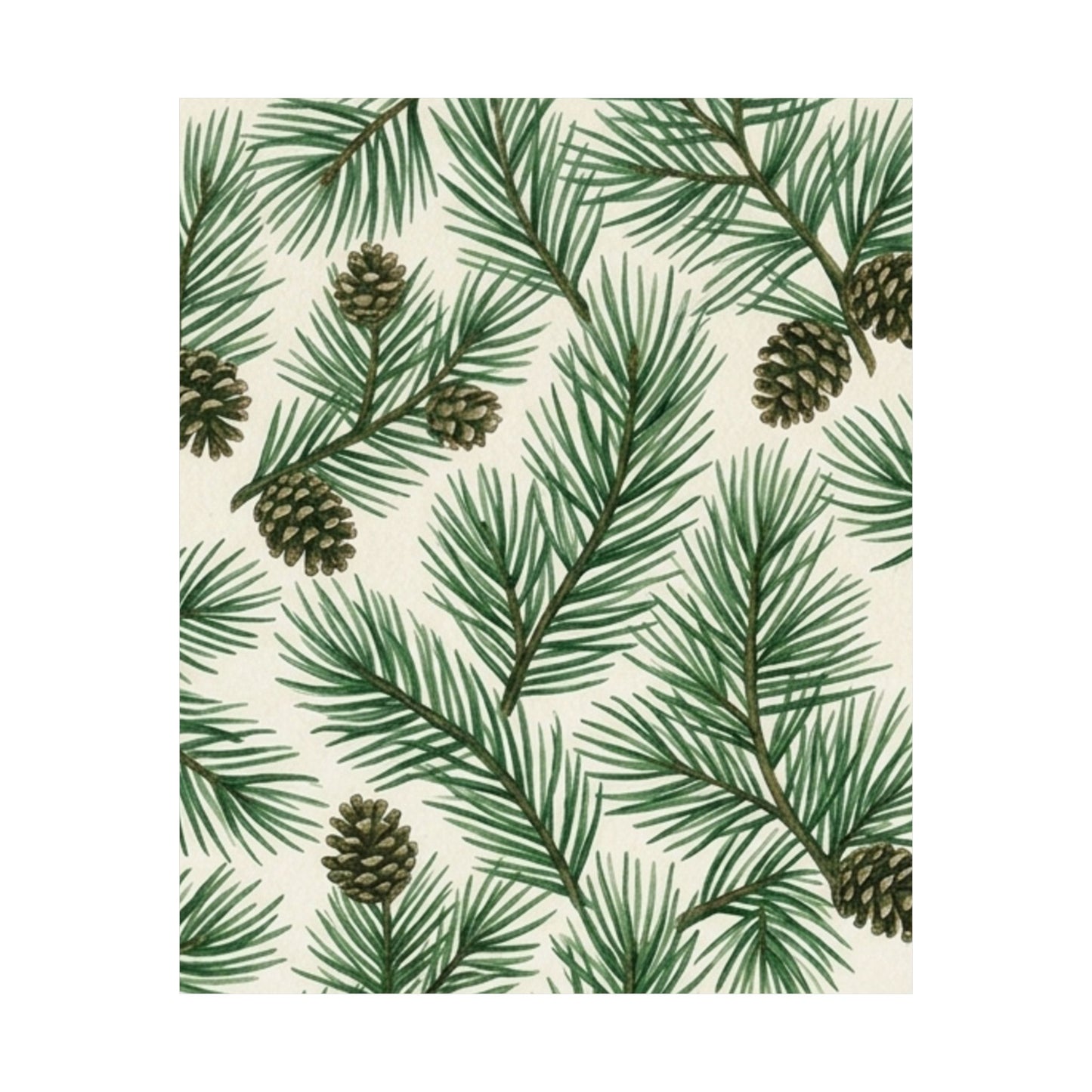 Botanical Pine Frongs Watercolor Matte Vertical Poster