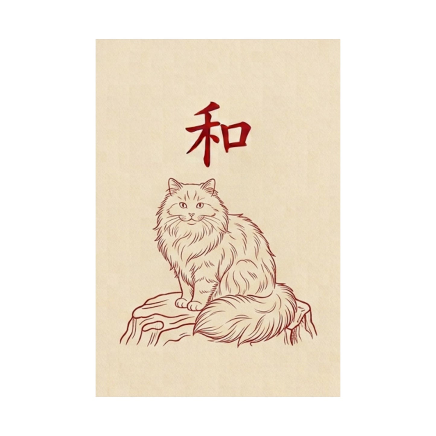 Japanese Peace Cat Meditation Matte Poster