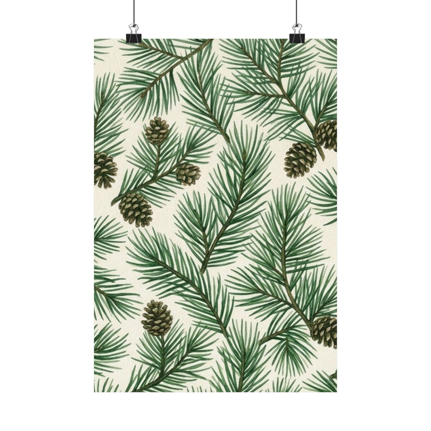 Botanical Pine Frongs Watercolor Matte Vertical Poster