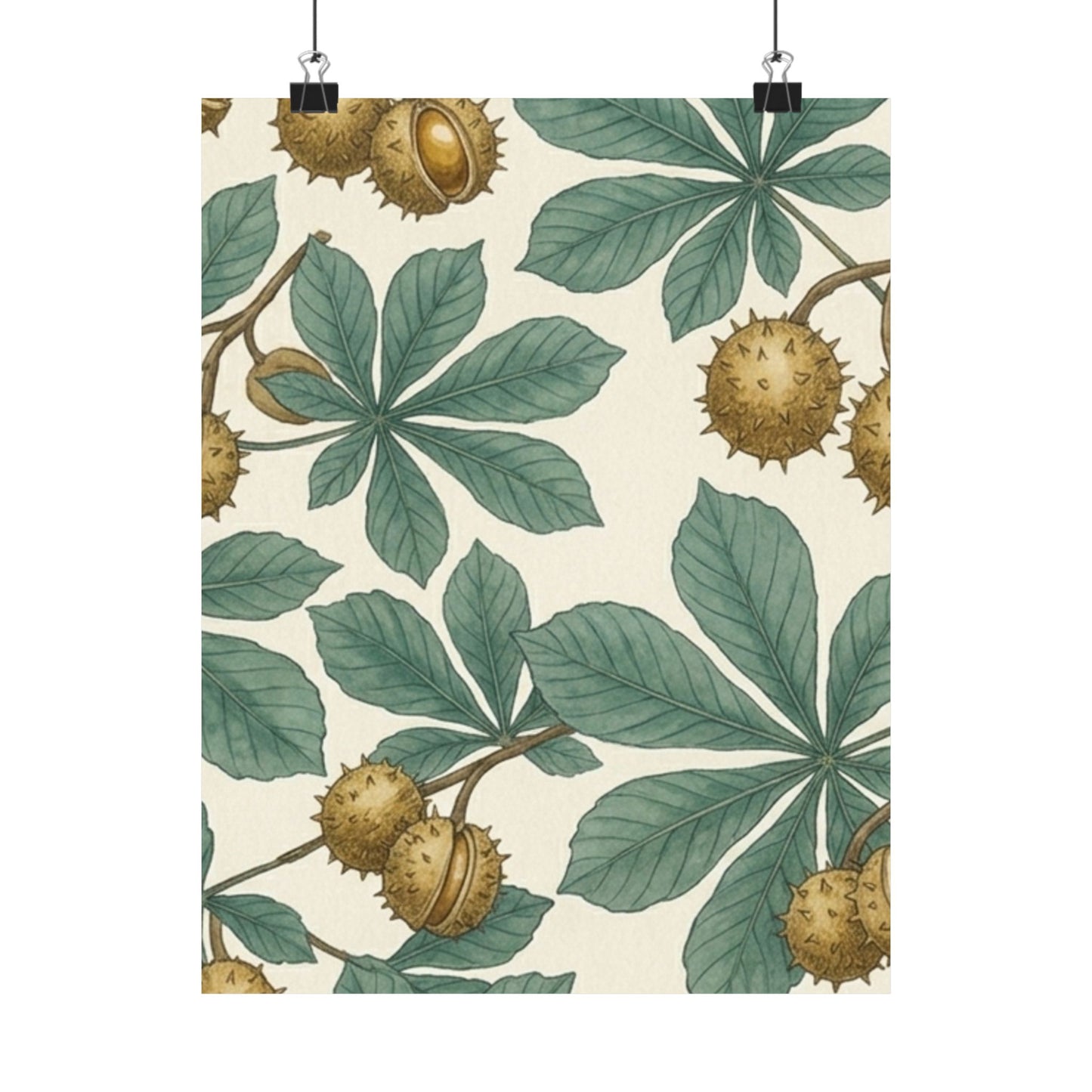 Botanical Conker Watercolor Matte Vertical Poster