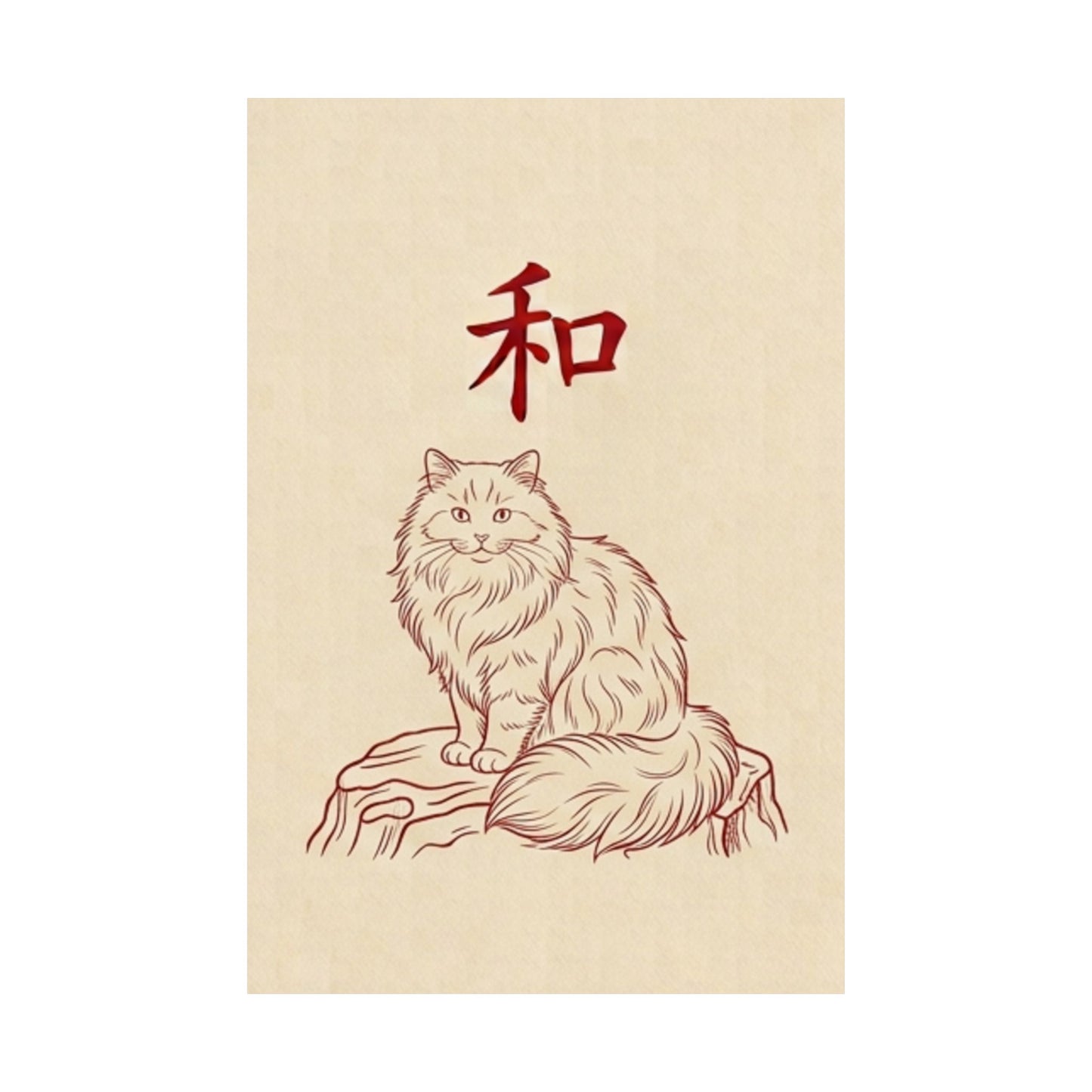 Japanese Peace Cat Meditation Matte Poster