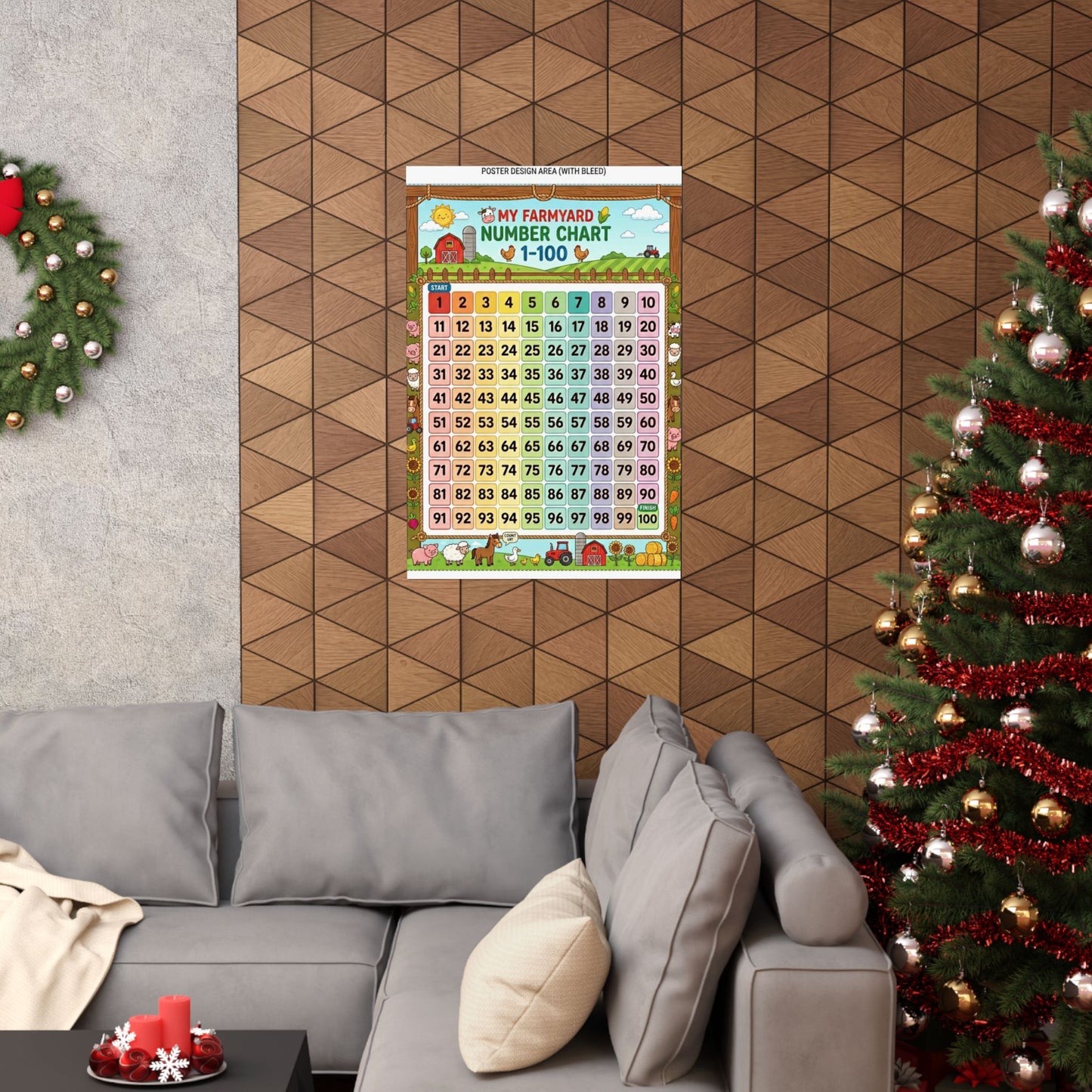 Farmyard Number Chart Poster 1–100 | Kids Educational Counting Poster