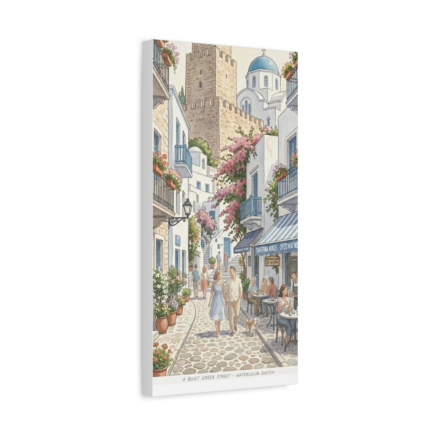 Greek Village Street | Athens, Mykonos, Santorini Greece Canvas Print