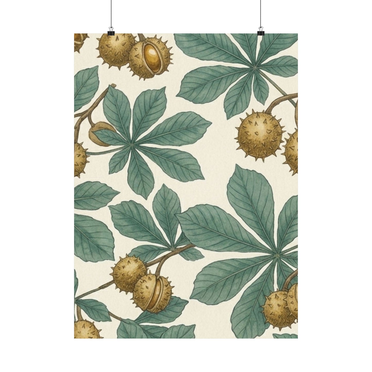 Botanical Conker Watercolor Matte Vertical Poster