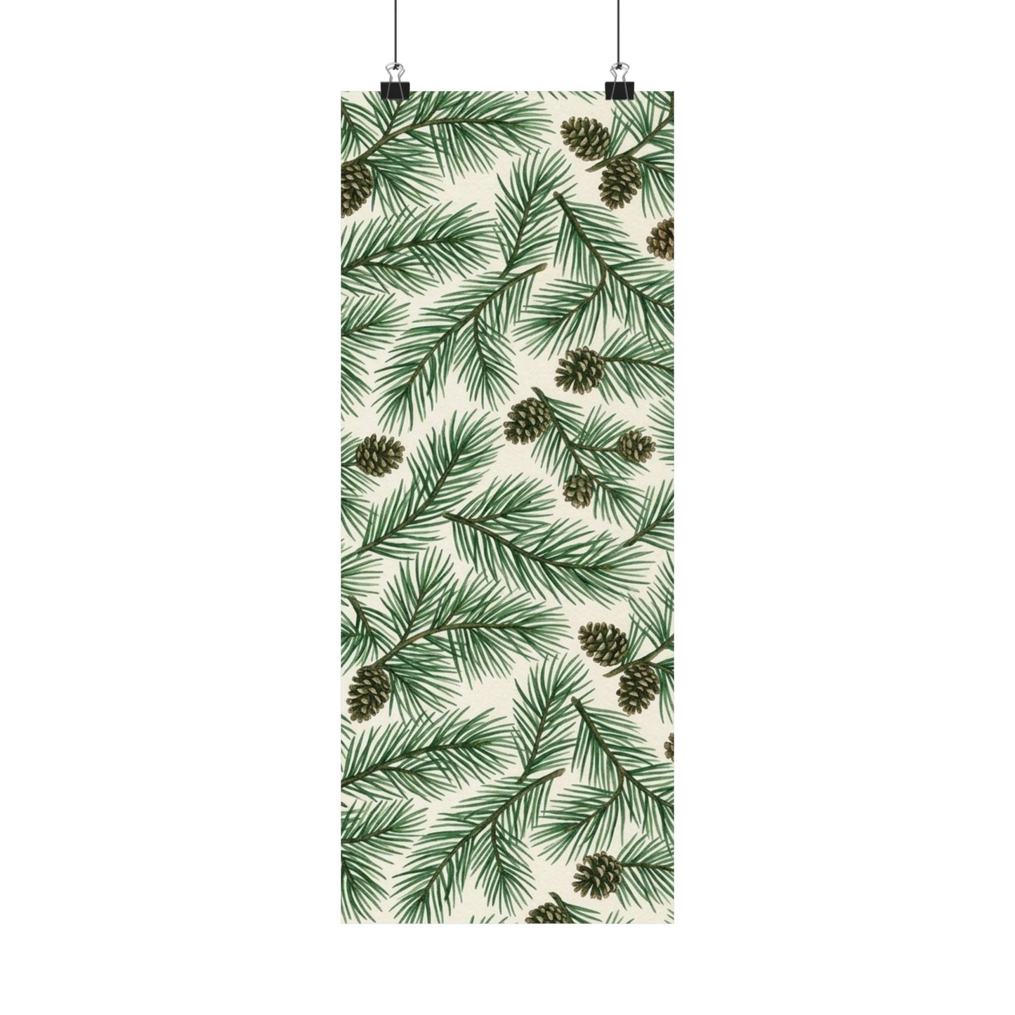 Botanical Pine Frongs Watercolor Matte Vertical Poster