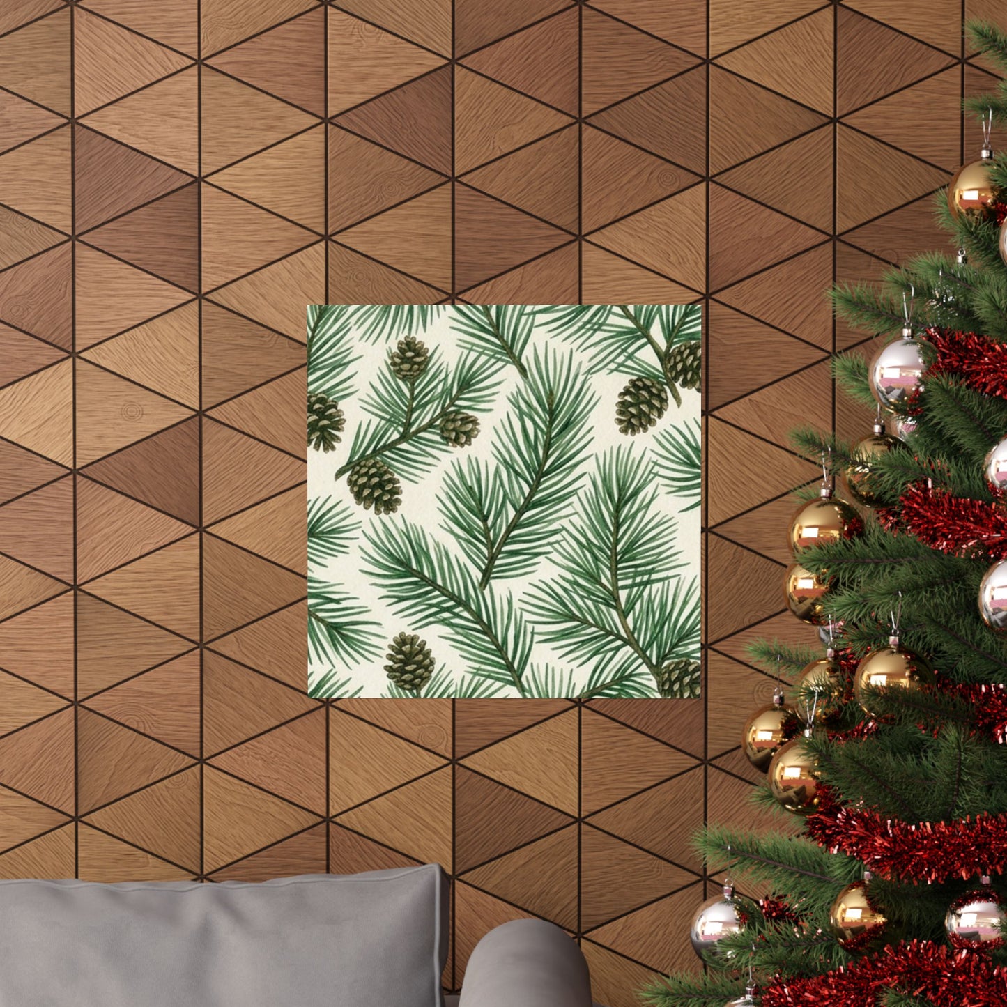 Botanical Pine Frongs Watercolor Matte Vertical Poster