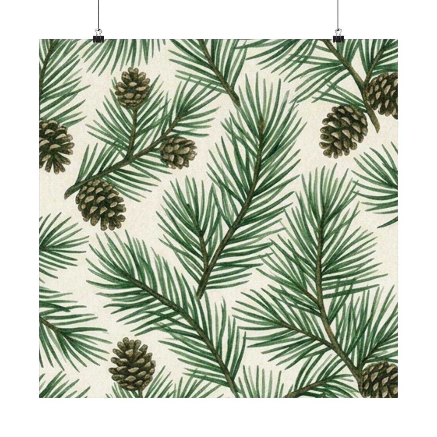 Botanical Pine Frongs Watercolor Matte Vertical Poster