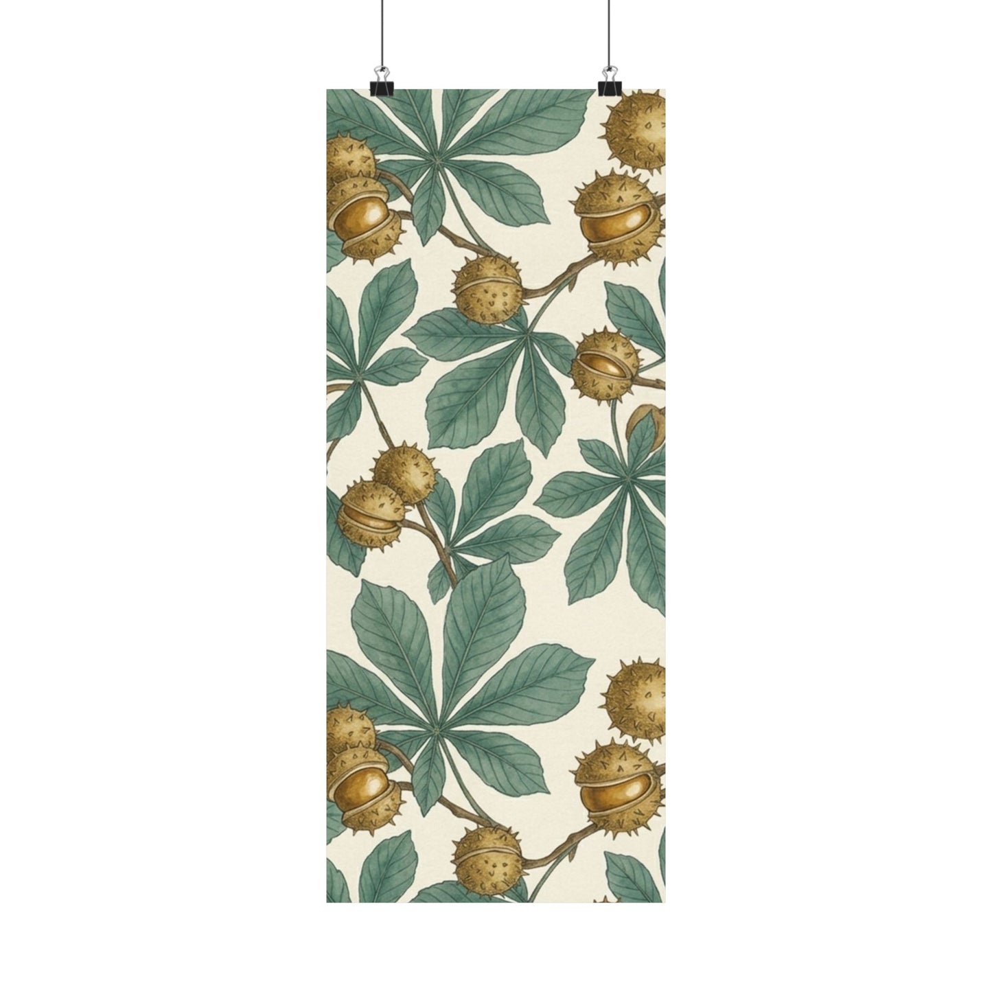 Botanical Conker Watercolor Matte Vertical Poster