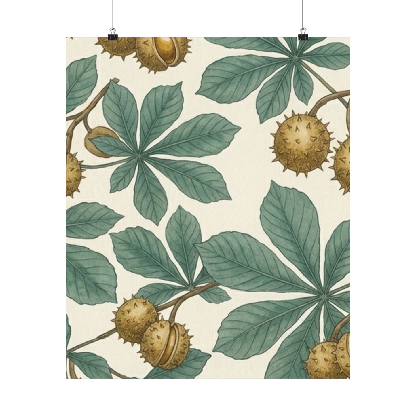 Botanical Conker Watercolor Matte Vertical Poster
