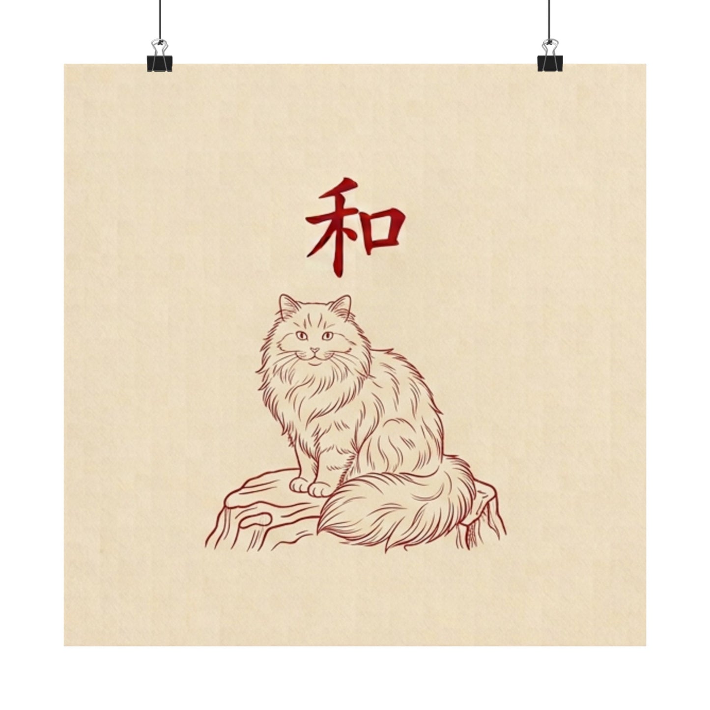 Japanese Peace Cat Meditation Matte Poster
