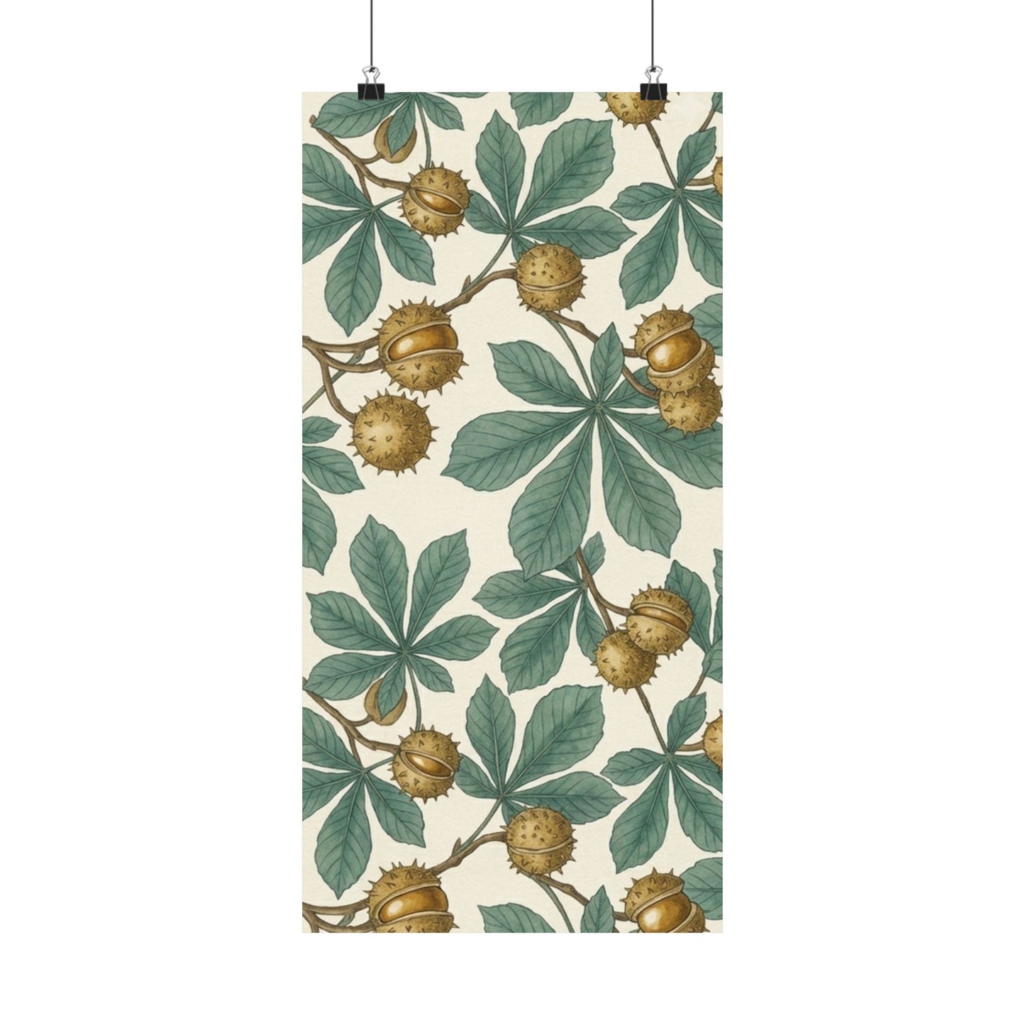 Botanical Conker Watercolor Matte Vertical Poster