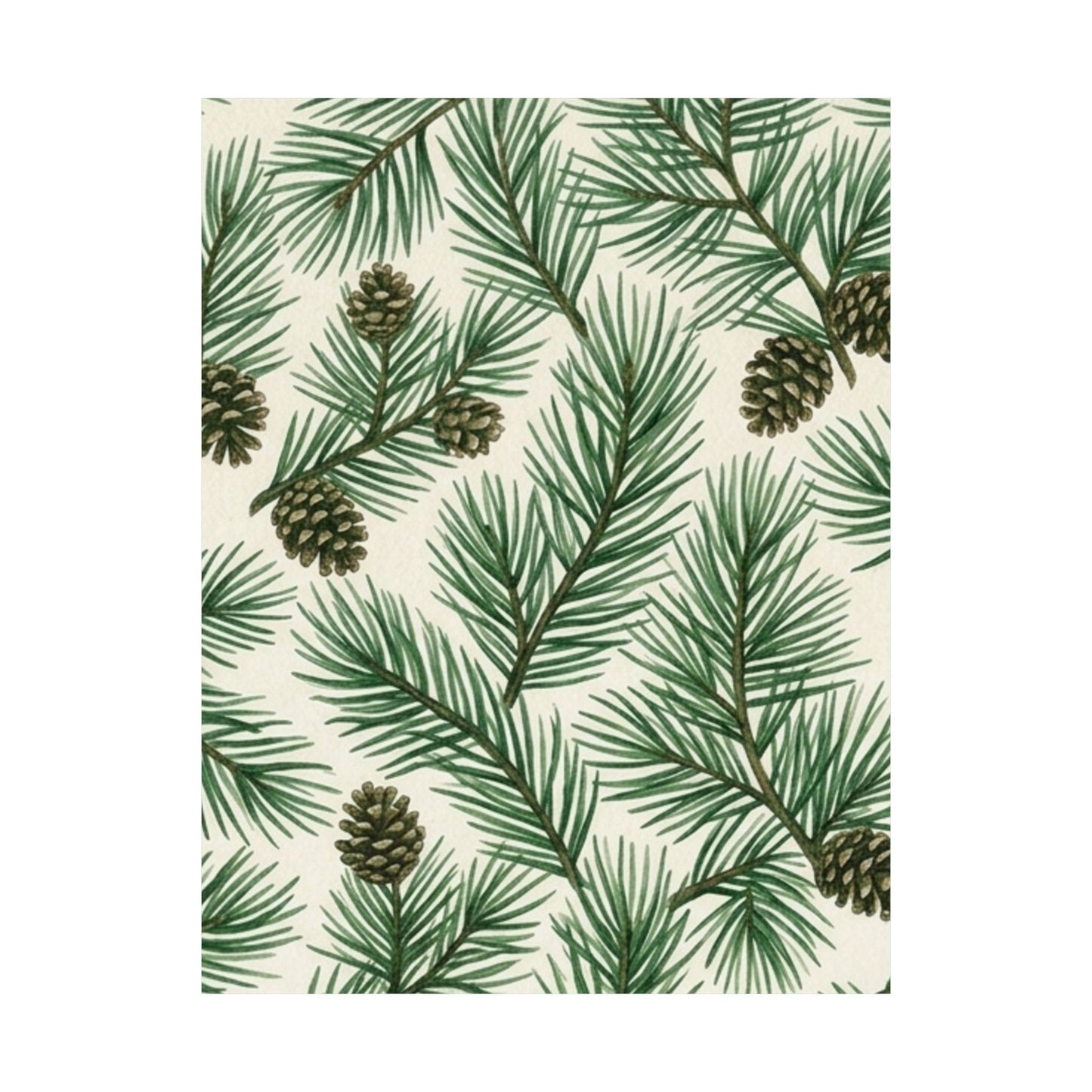Botanical Pine Frongs Watercolor Matte Vertical Poster