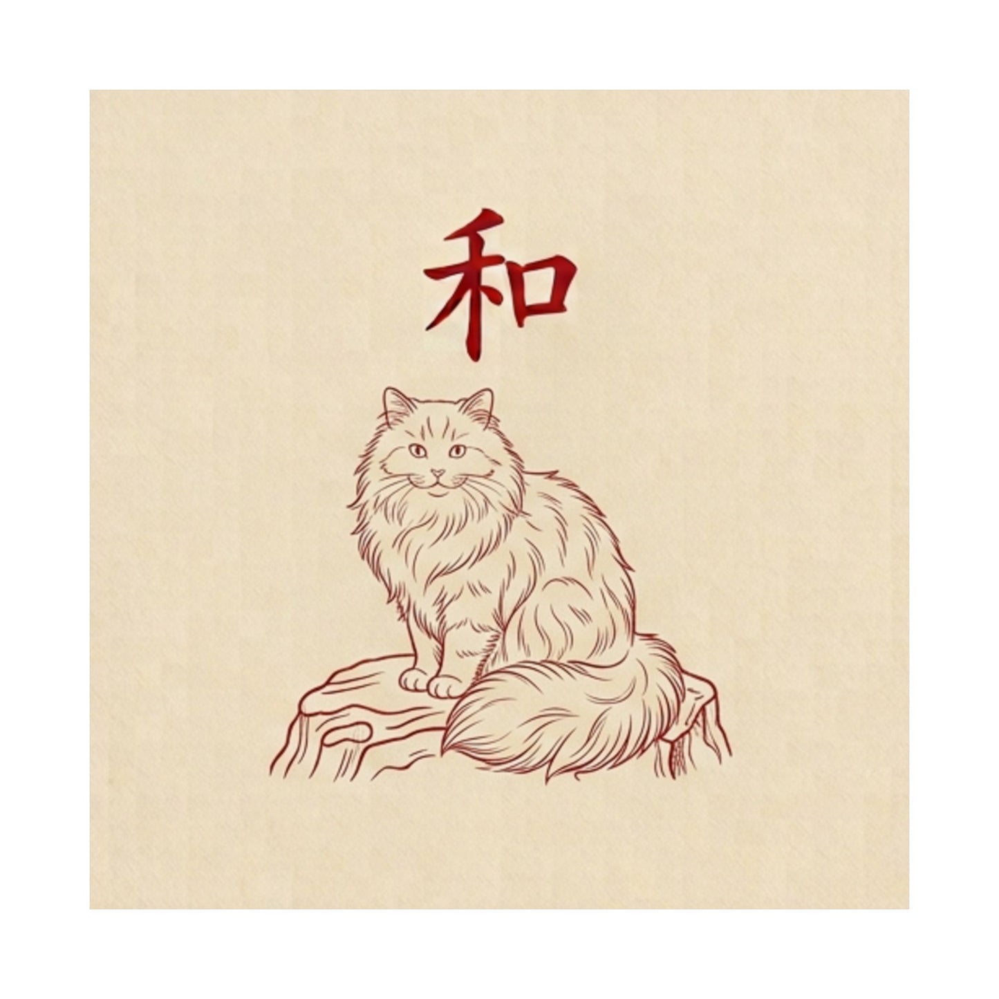 Japanese Peace Cat Meditation Matte Poster