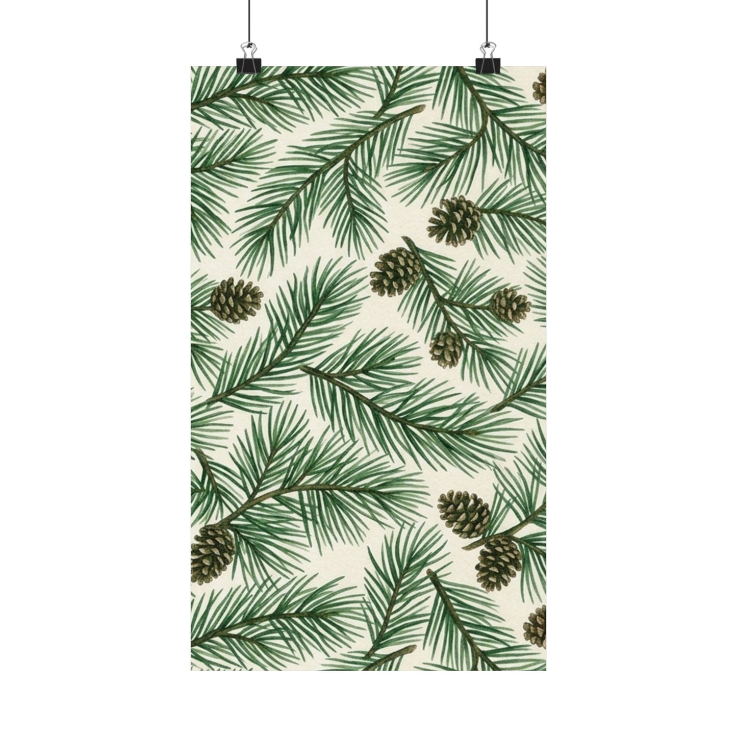 Botanical Pine Frongs Watercolor Matte Vertical Poster