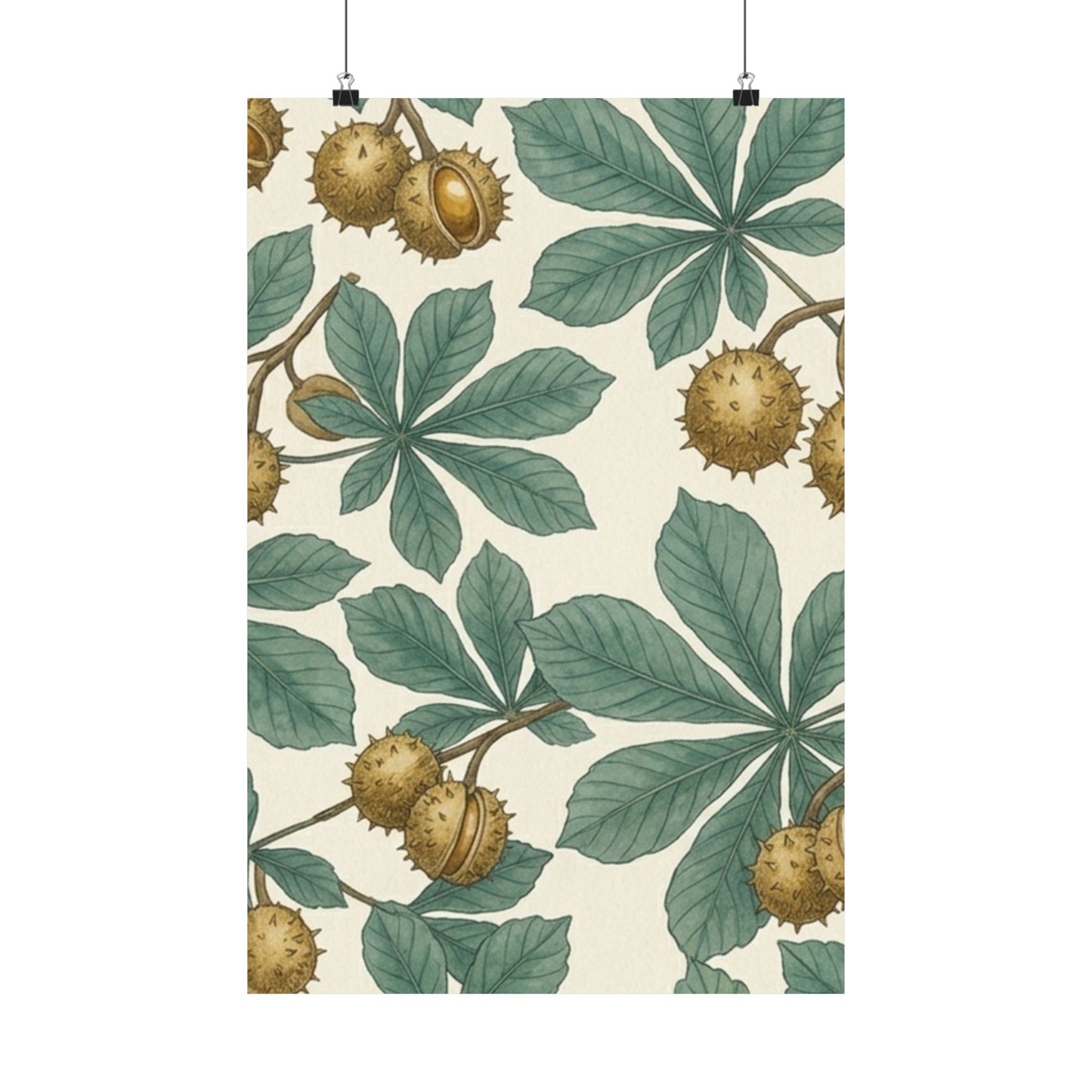 Botanical Conker Watercolor Matte Vertical Poster