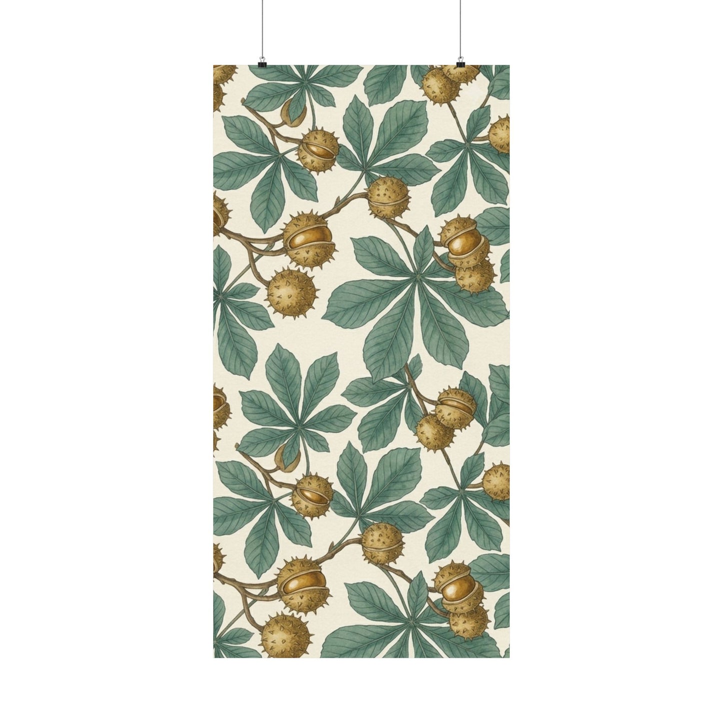 Botanical Conker Watercolor Matte Vertical Poster