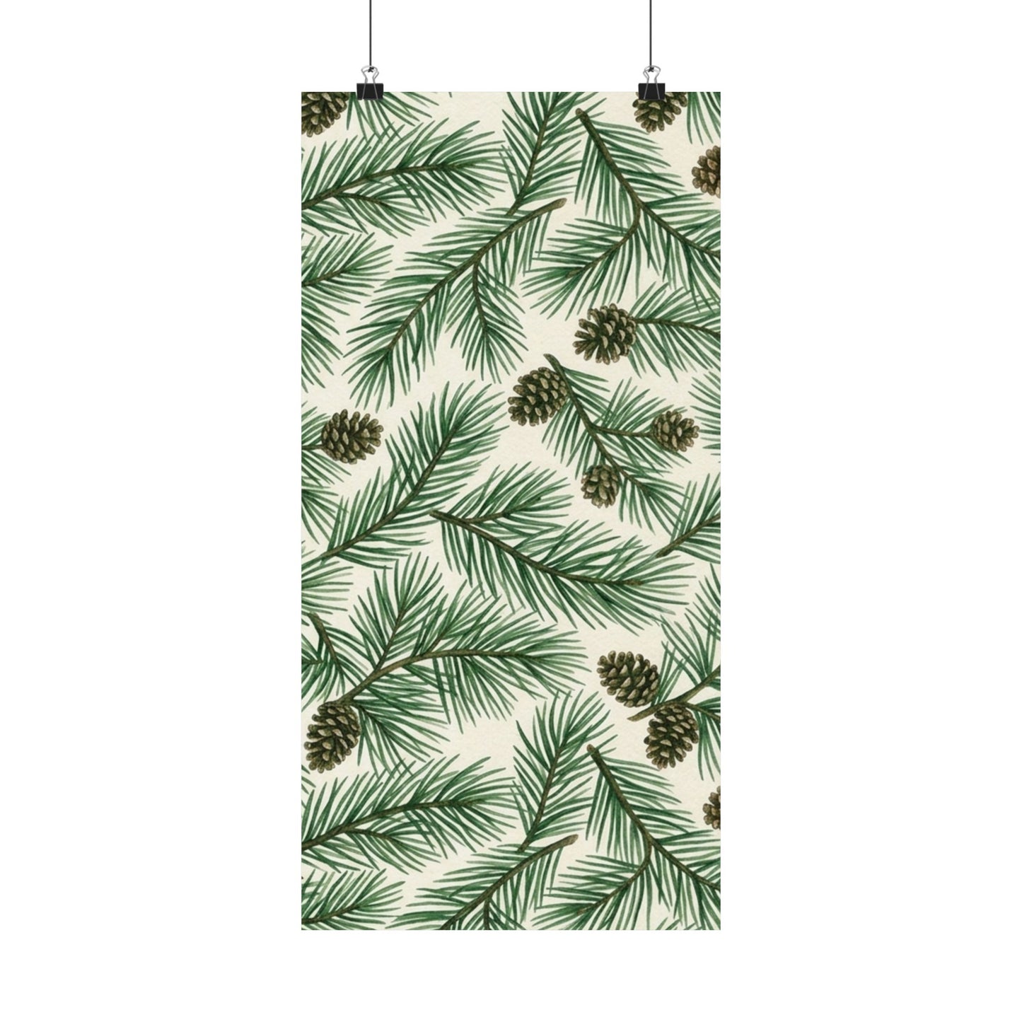Botanical Pine Frongs Watercolor Matte Vertical Poster