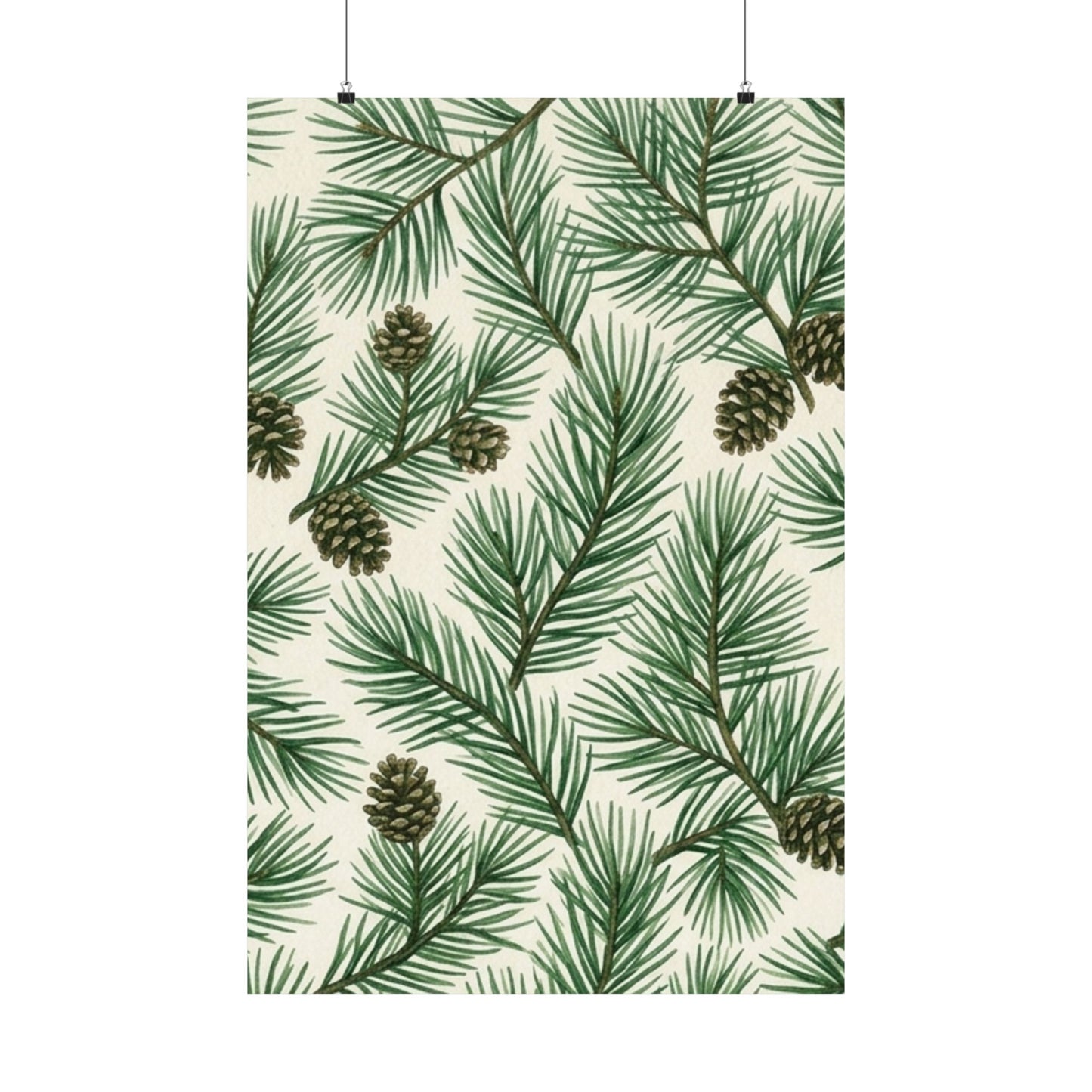Botanical Pine Frongs Watercolor Matte Vertical Poster