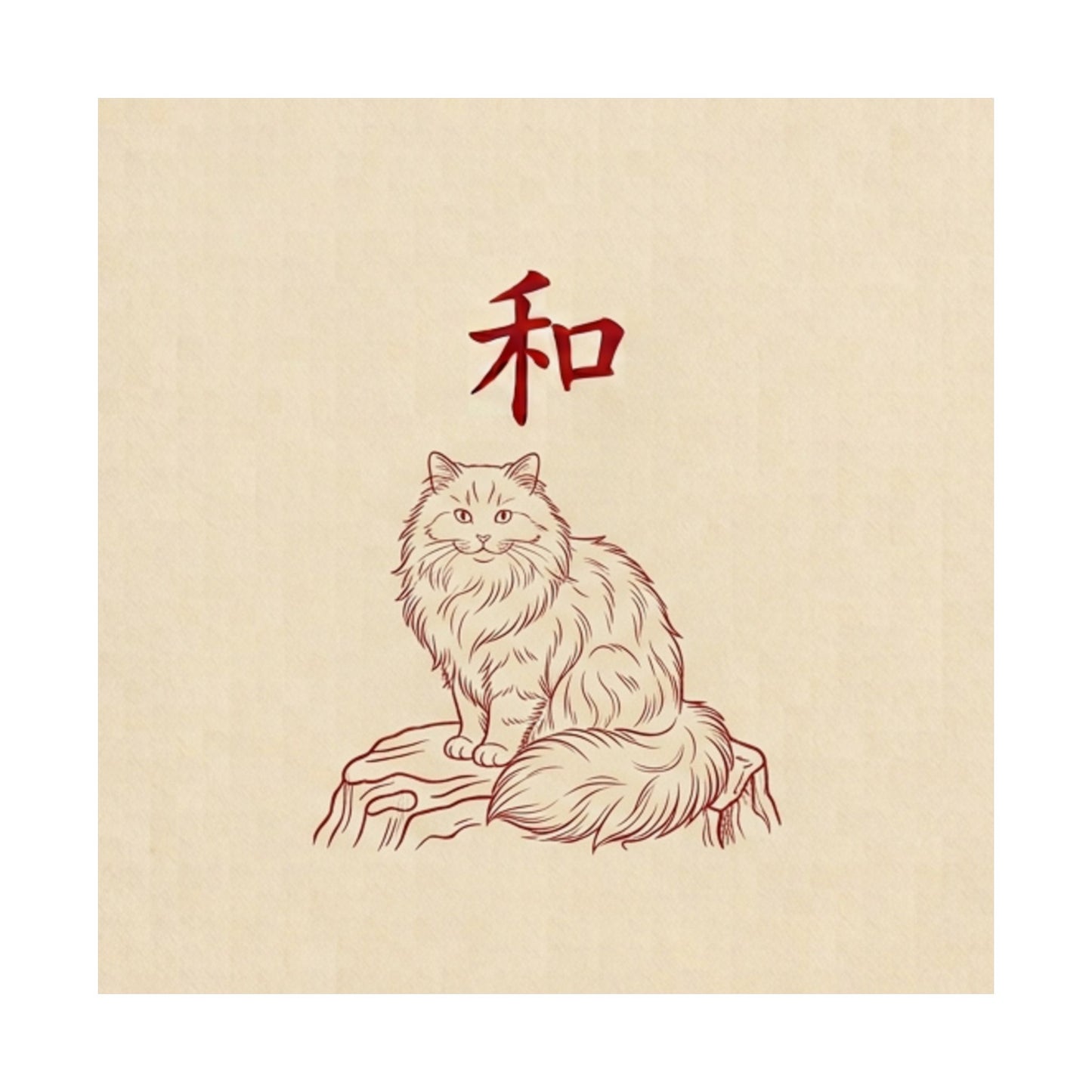 Japanese Peace Cat Meditation Matte Poster