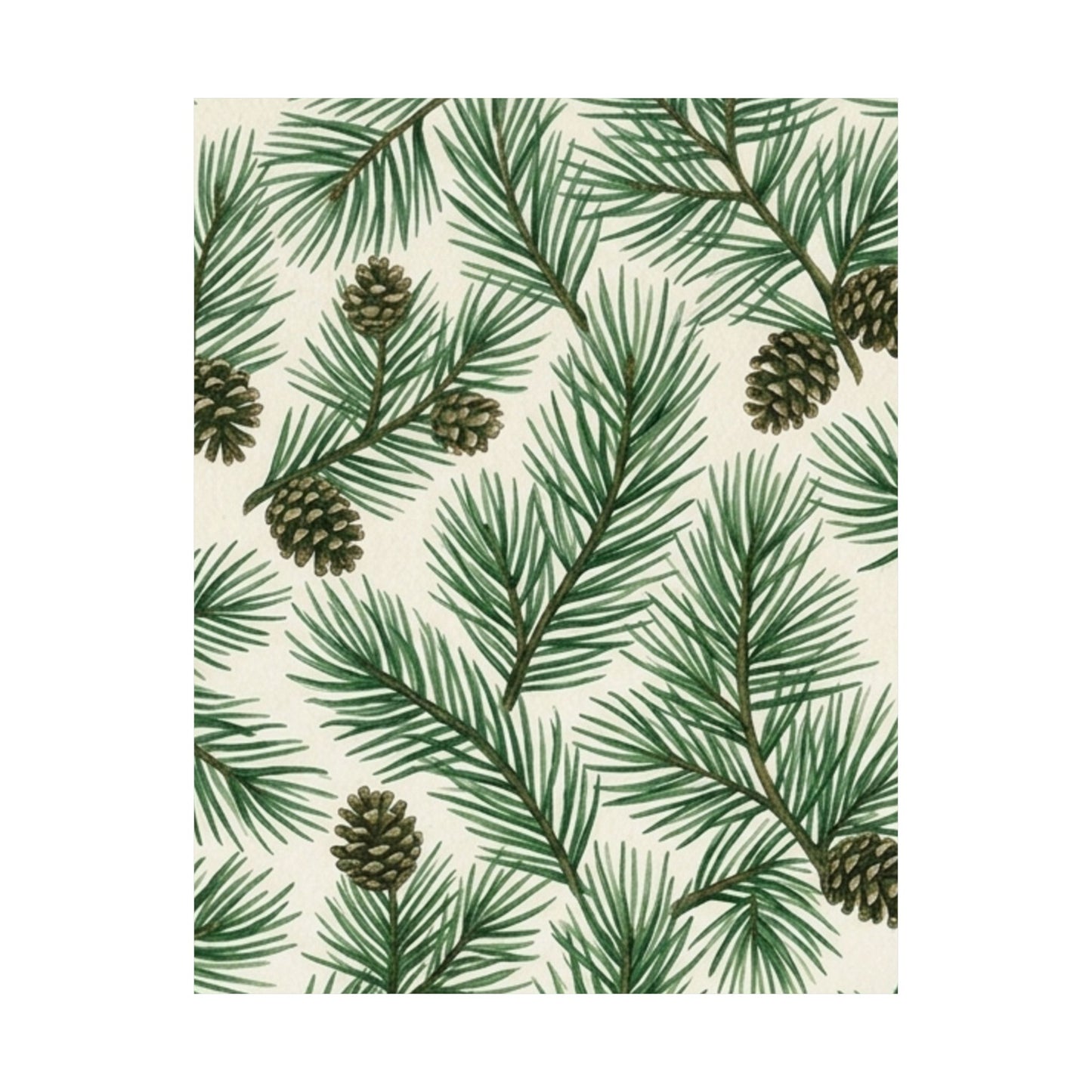 Botanical Pine Frongs Watercolor Matte Vertical Poster