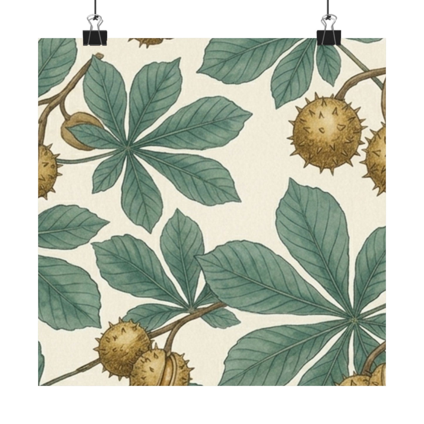Botanical Conker Watercolor Matte Vertical Poster