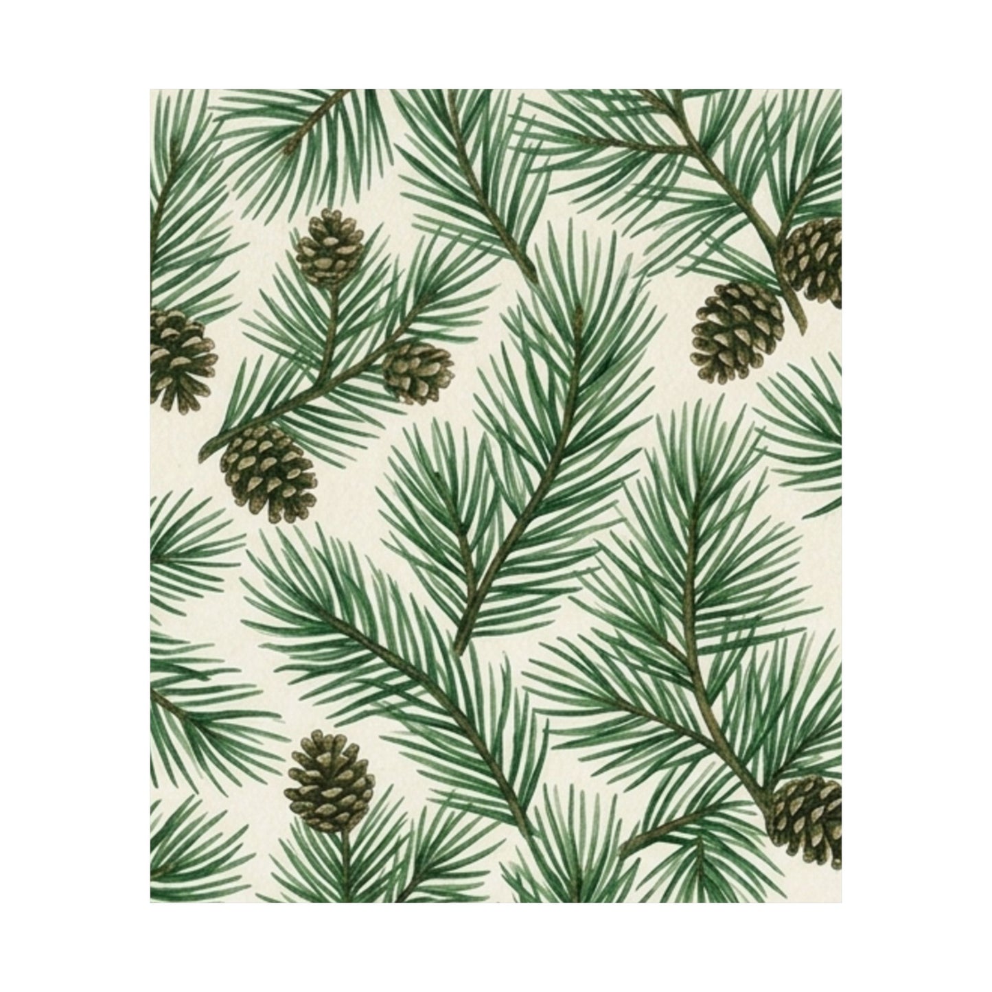 Botanical Pine Frongs Watercolor Matte Vertical Poster