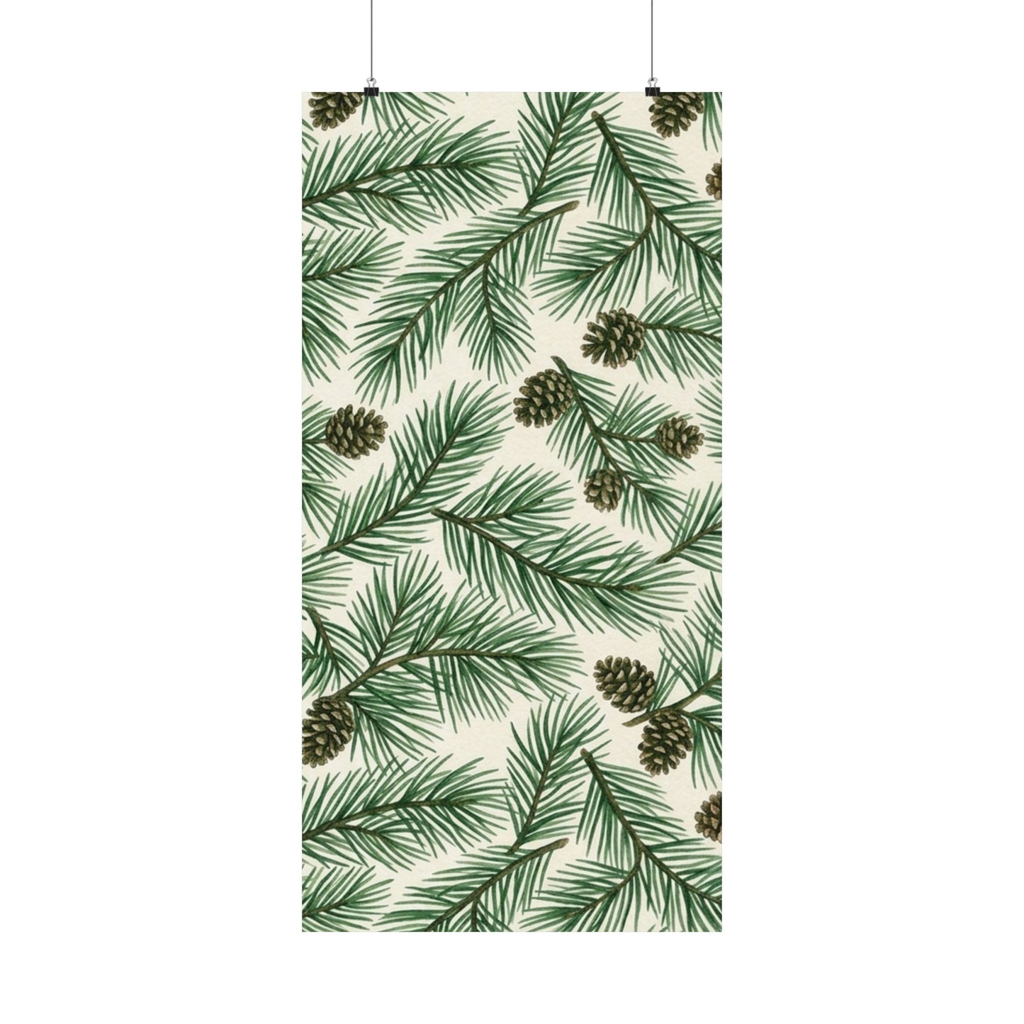 Botanical Pine Frongs Watercolor Matte Vertical Poster